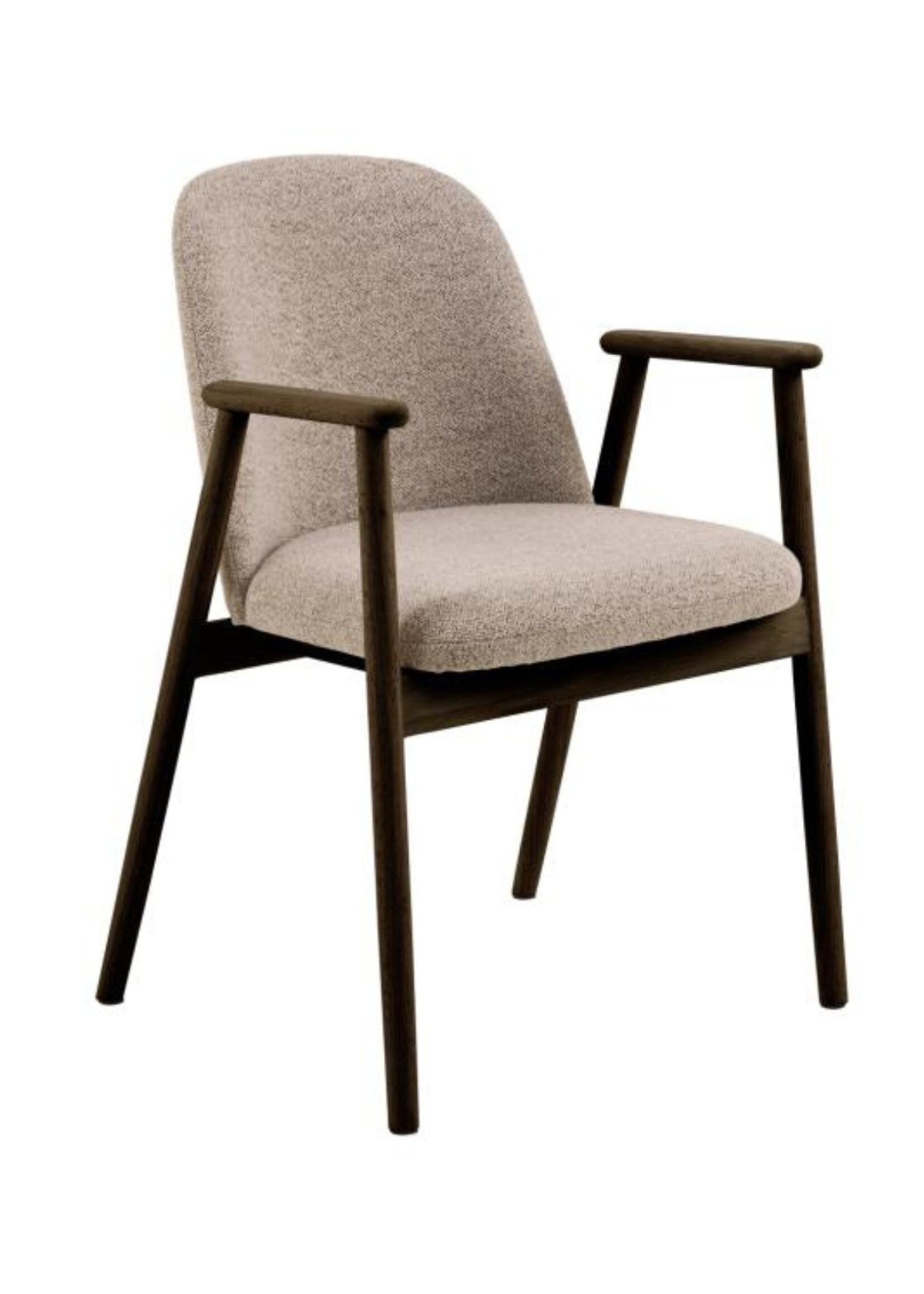 Leo eetkamerstoel met armleuning, stof Monza beige 60 FR, onderstel mat gerookt NC gelakt eiken