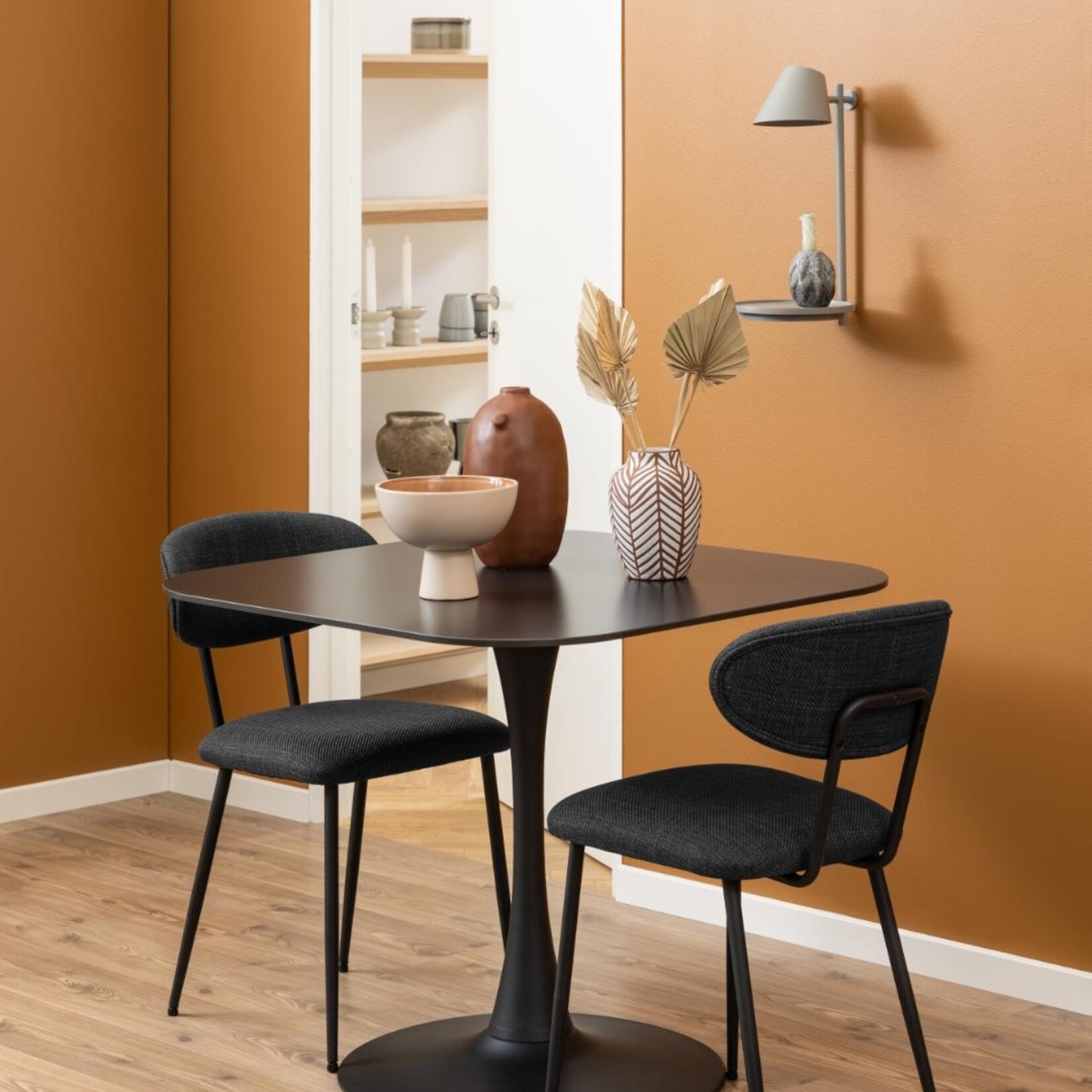 Vierkante eettafel Malta, matzwart 90 x 90 cm