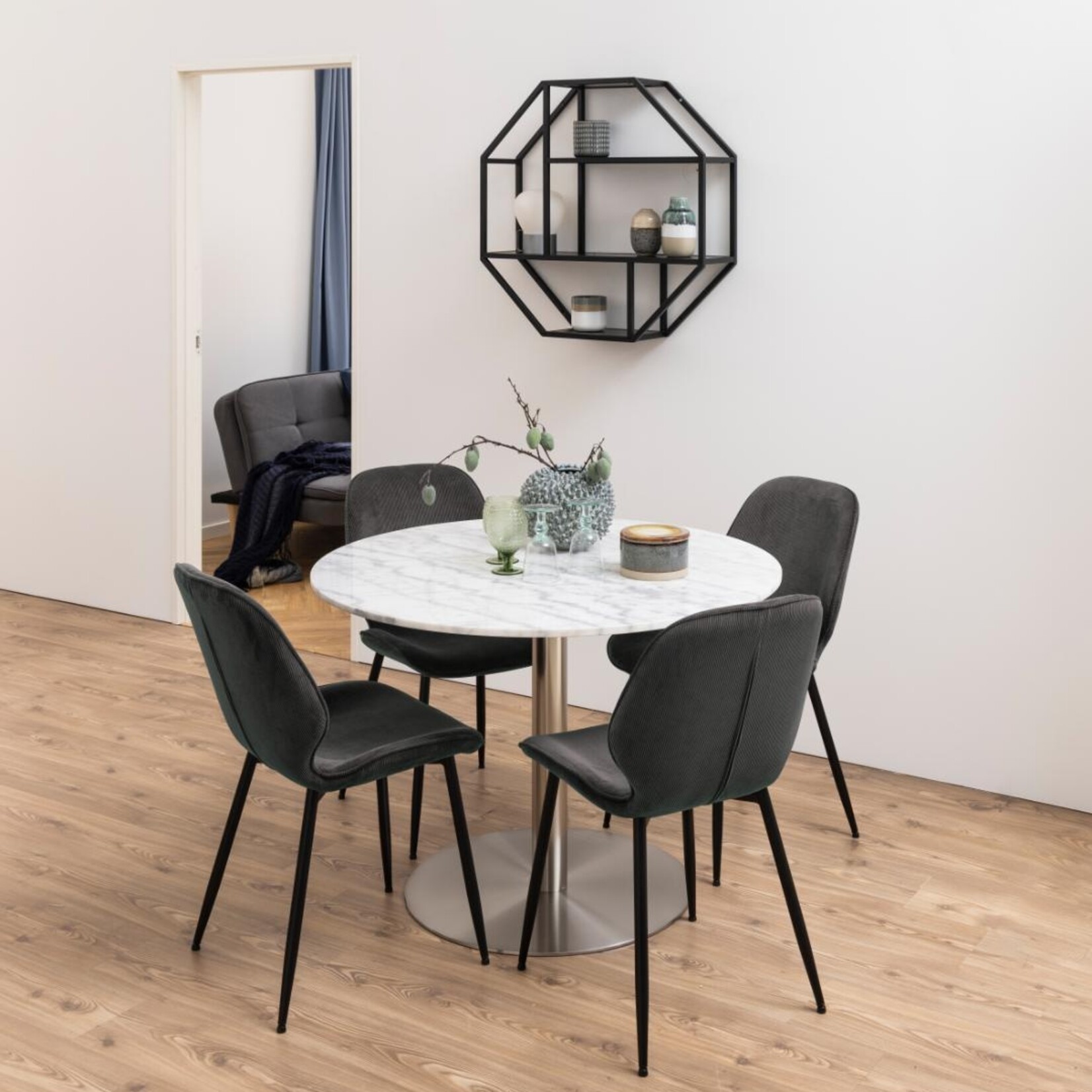 Achthoekige wandrek Seaford mat zwart