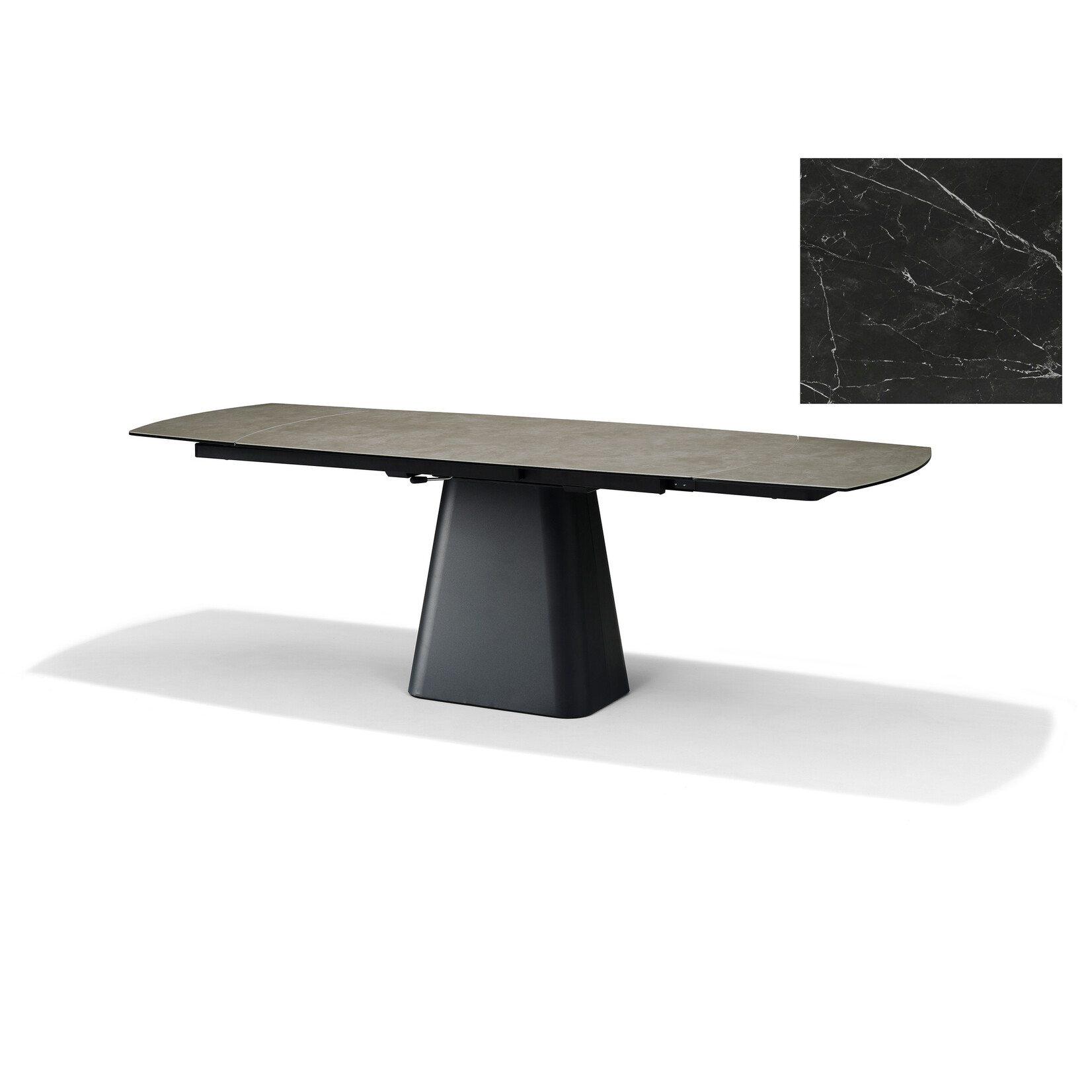 RV Design Rick Uitschuiftafel 160x90 (+2 x 40cm) Deckstone Zwart Marmer
