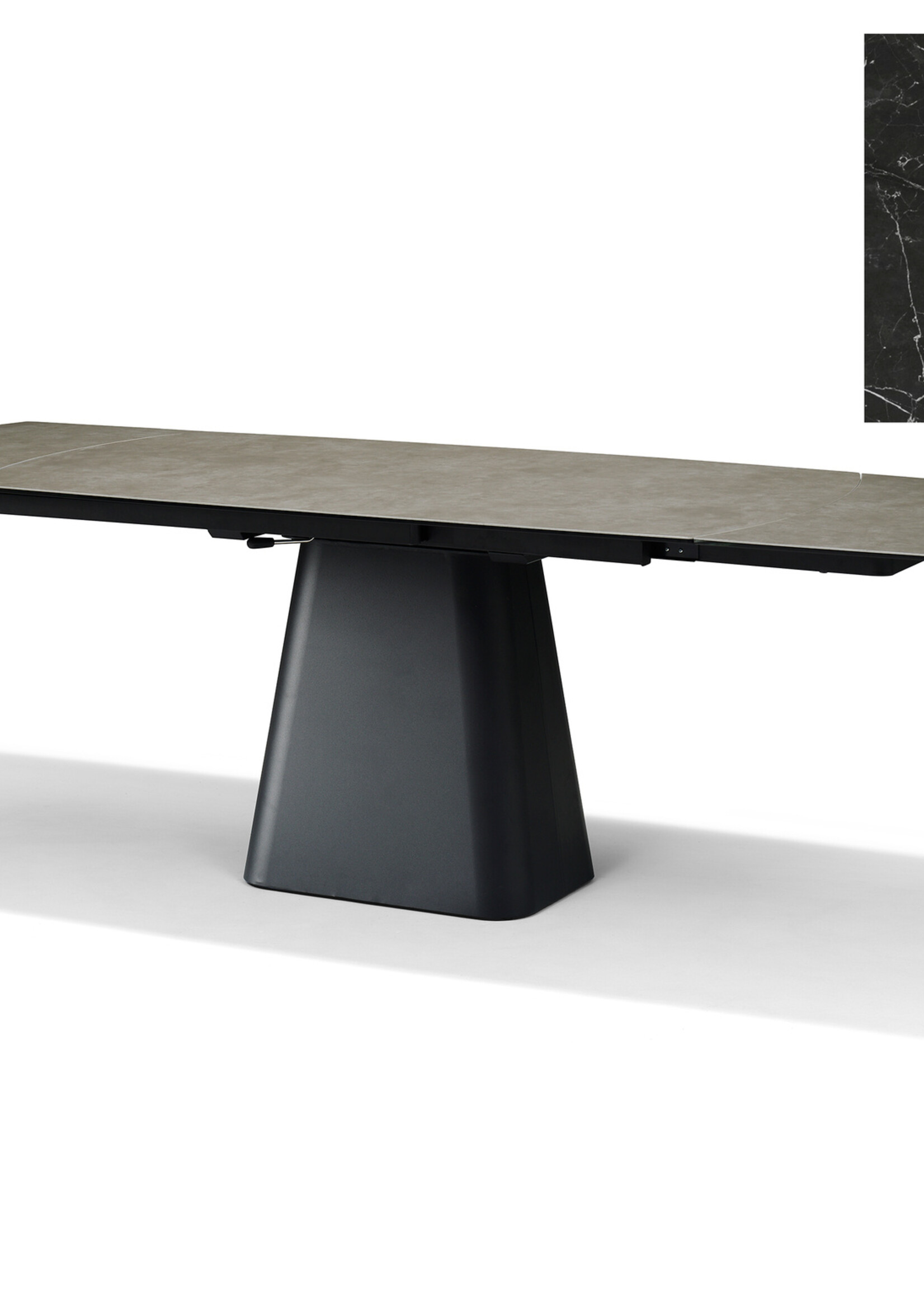 RV Design Rick Uitschuiftafel 160x90 (+2 x 40cm) Deckstone Zwart Marmer