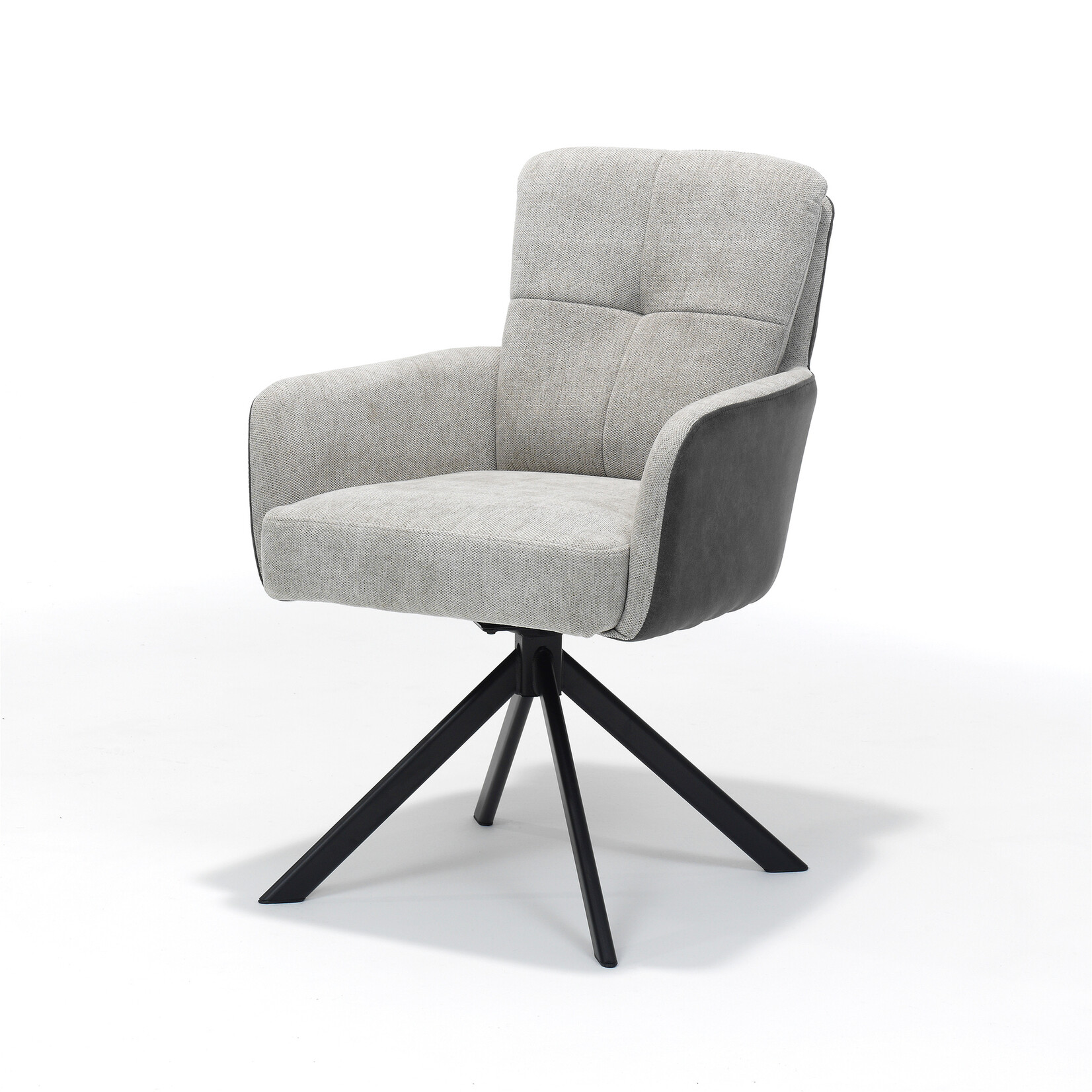 RV Design Fred armstoel - Stof Ecru+Cowboy 104 - draaivoet 180 zwart