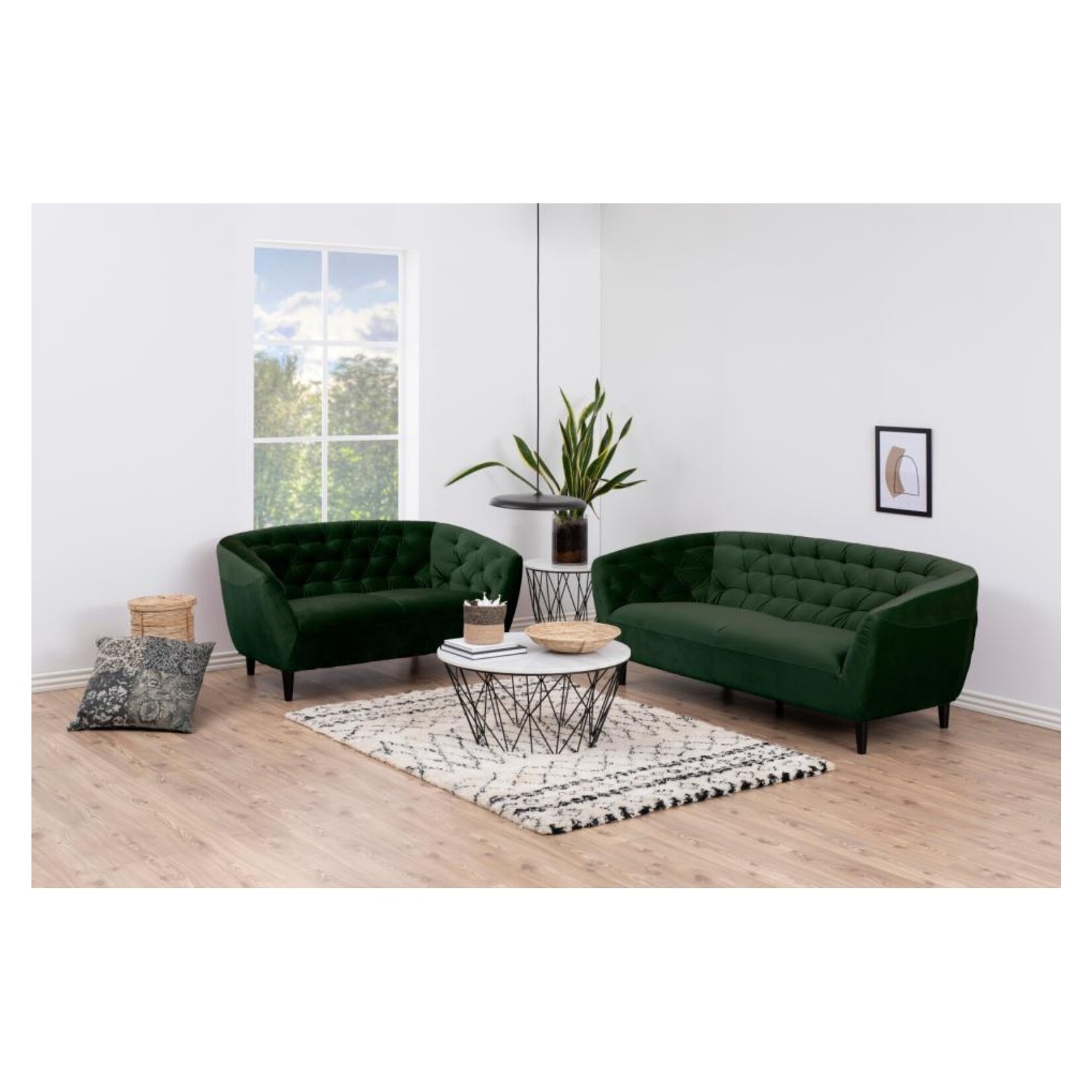 Ria Ria 2-zits bank – fluwelen stof – Forest green