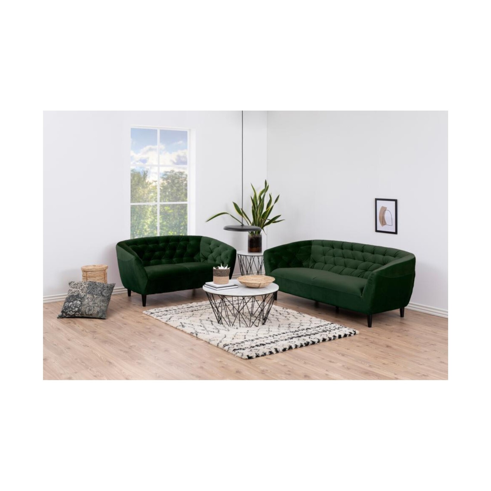 Ria Ria 2-zits bank – fluwelen stof – Forest green