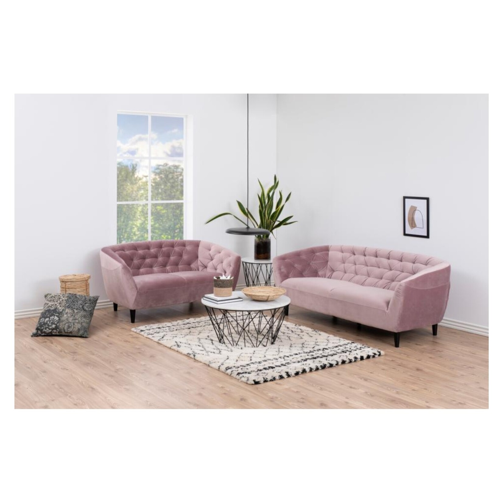 Ria Ria 2-zits bank – fluwelen stof –Rose