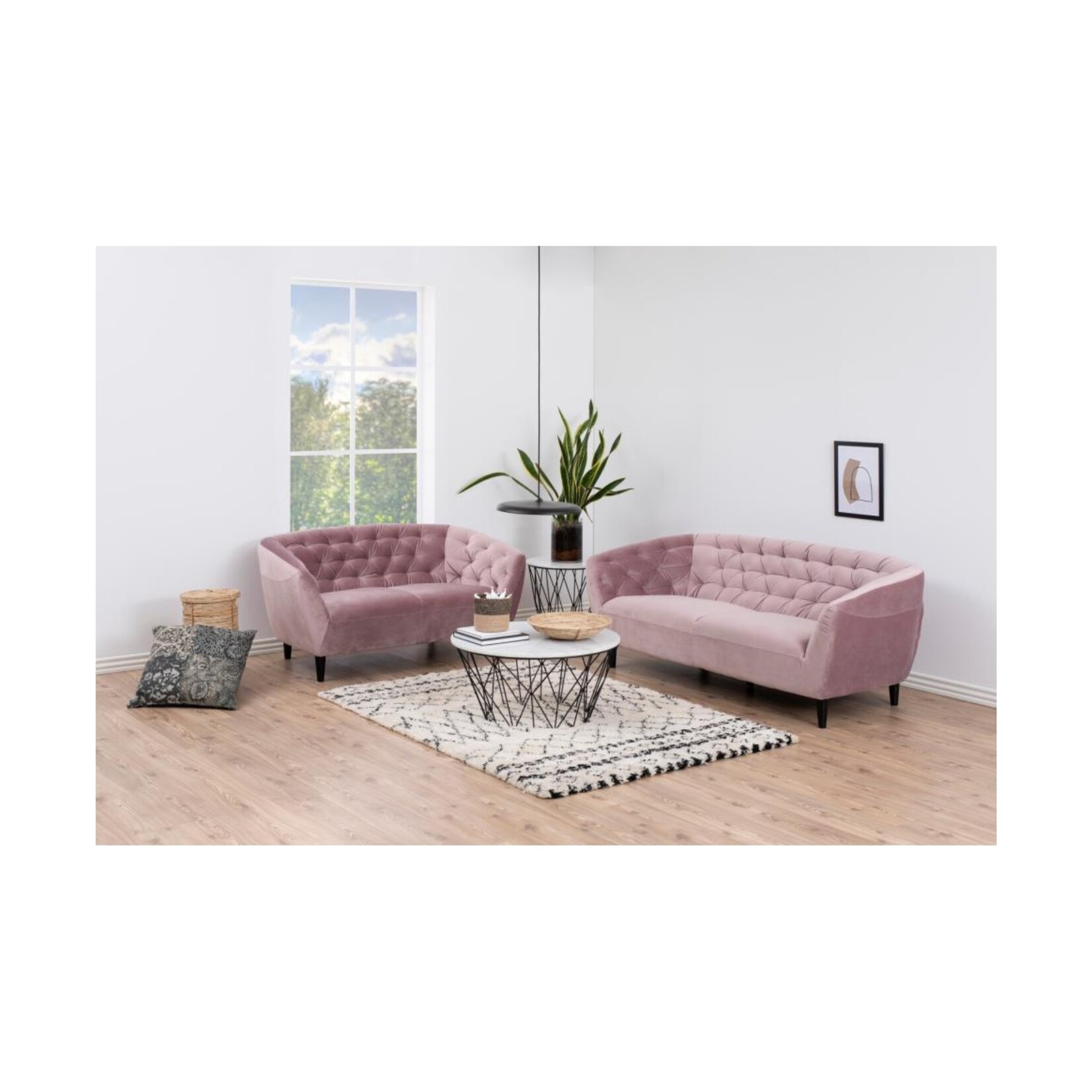 Ria Ria 2-zits bank – fluwelen stof –Rose