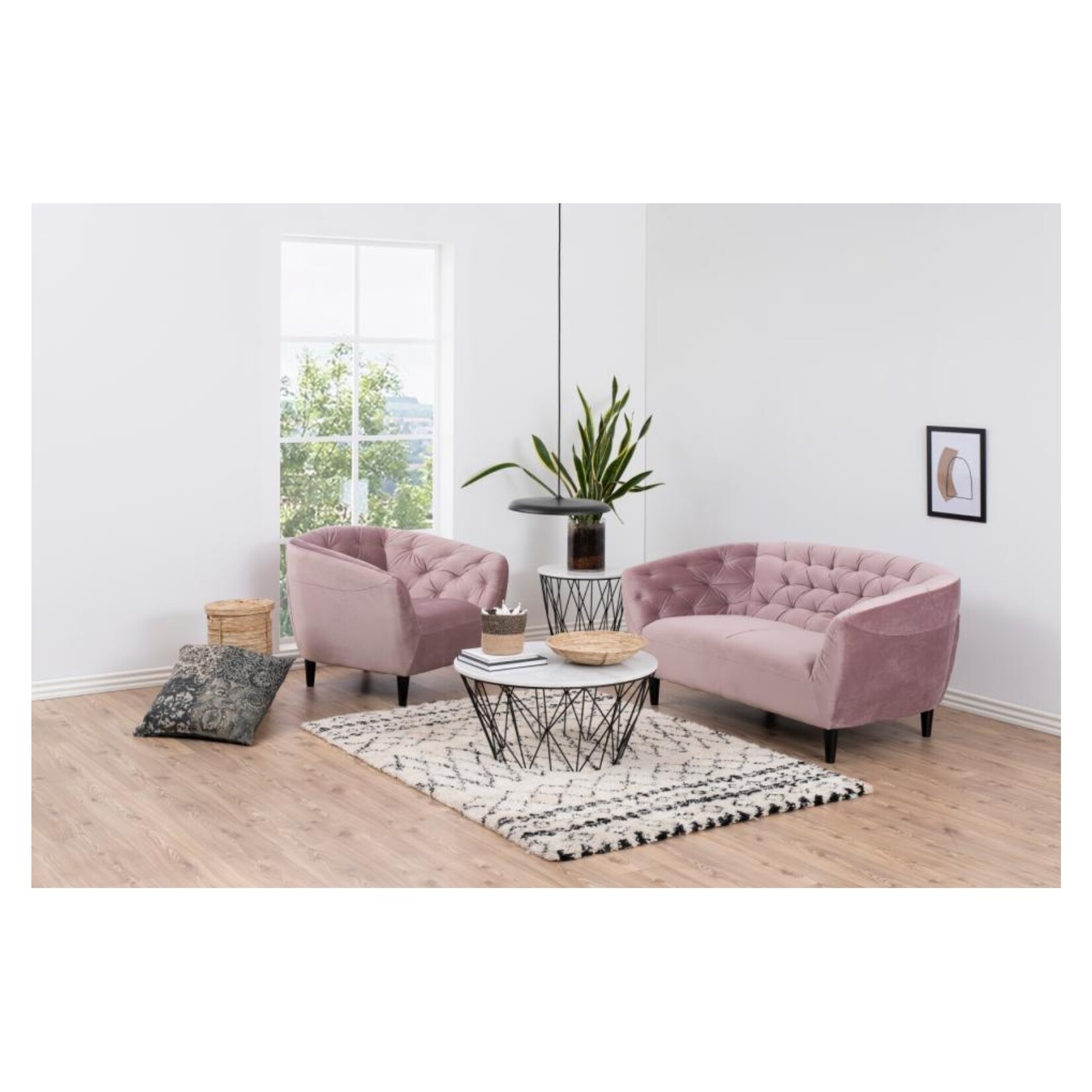 Ria Ria 2-zits bank – fluwelen stof –Rose