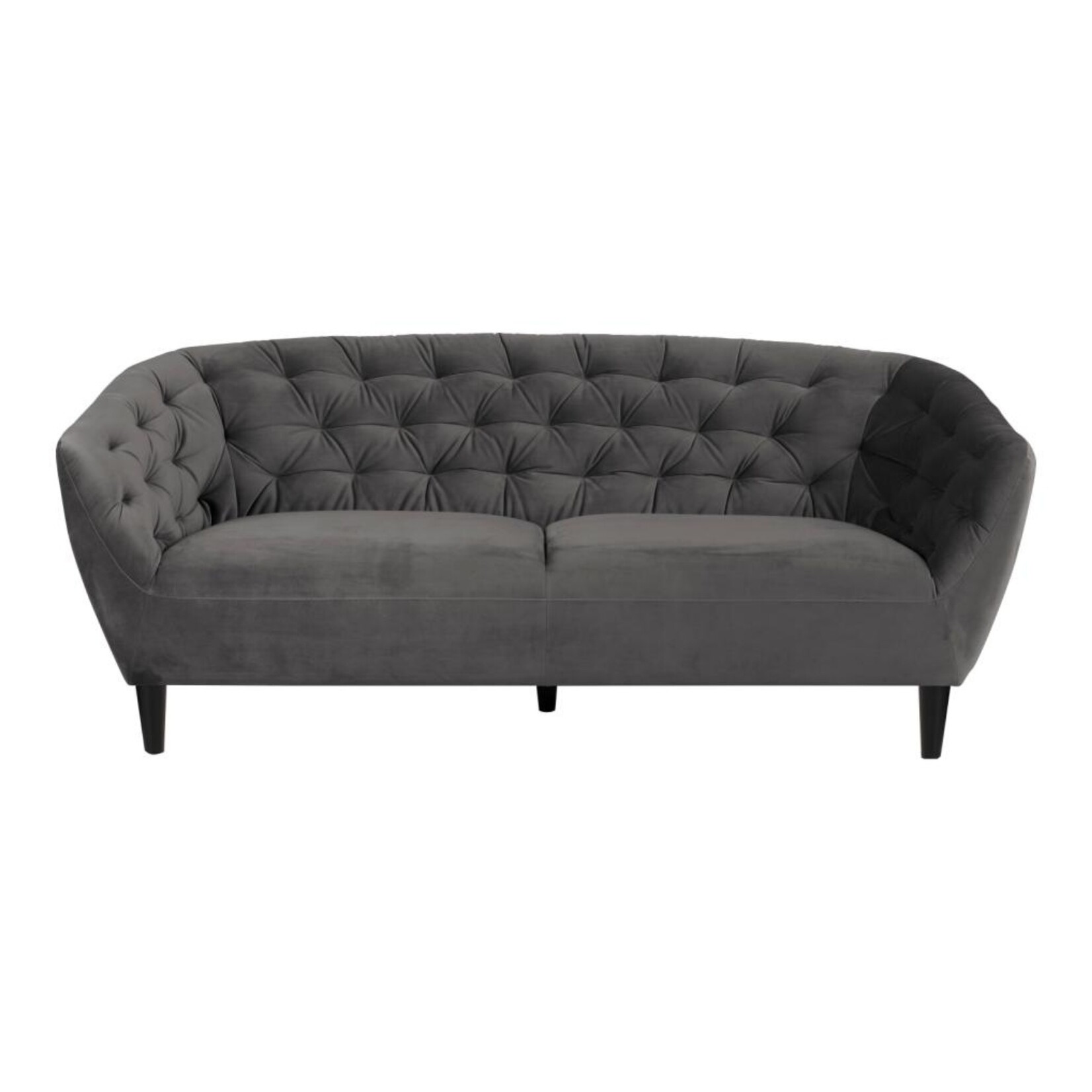 Ria Ria 3-zits bank – fluwelen stof – Donkergrijs