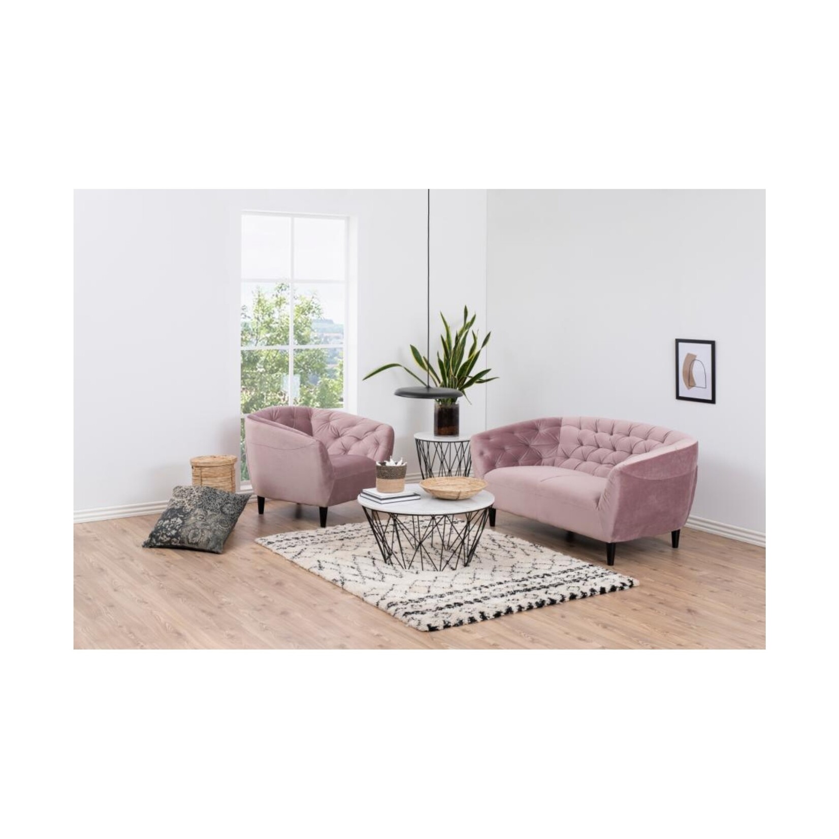 Ria Ria lounge stoel – fluwelen stof – Dusty rose