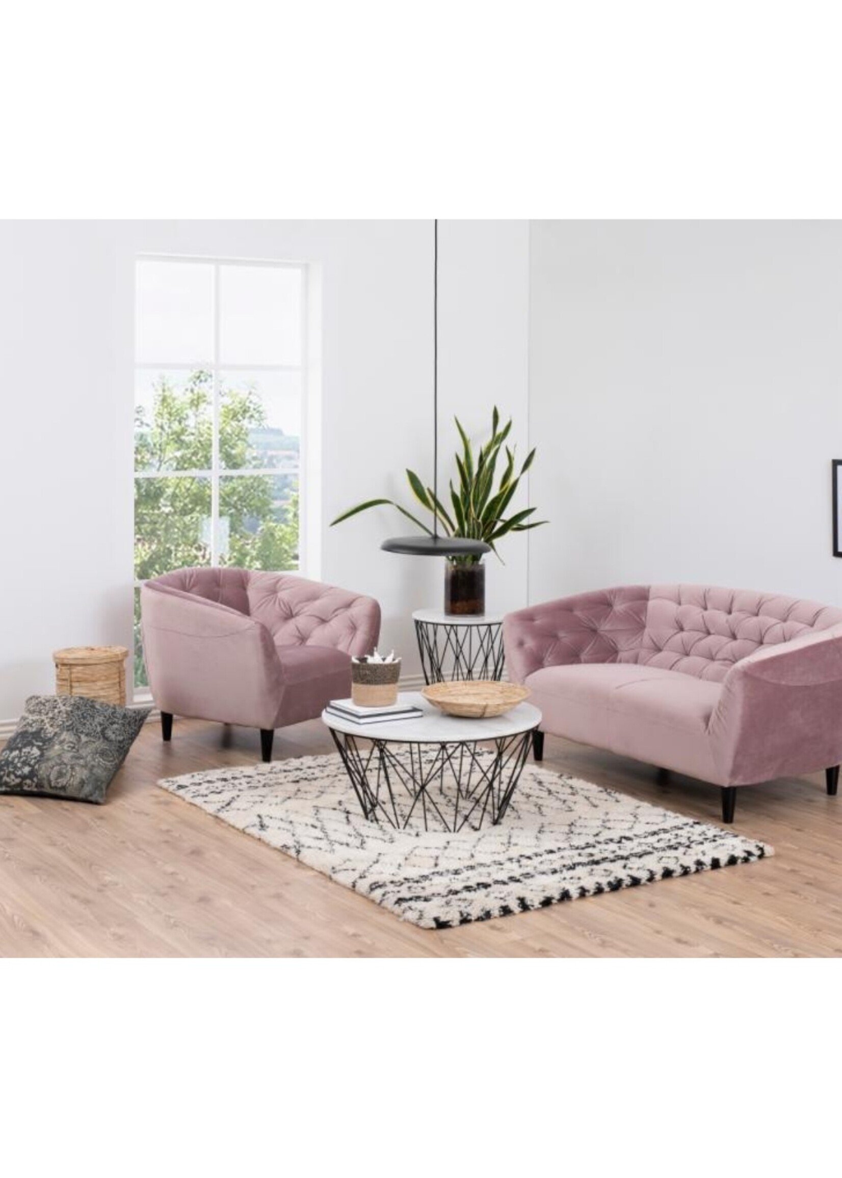 Ria Ria lounge stoel – fluwelen stof – Dusty rose