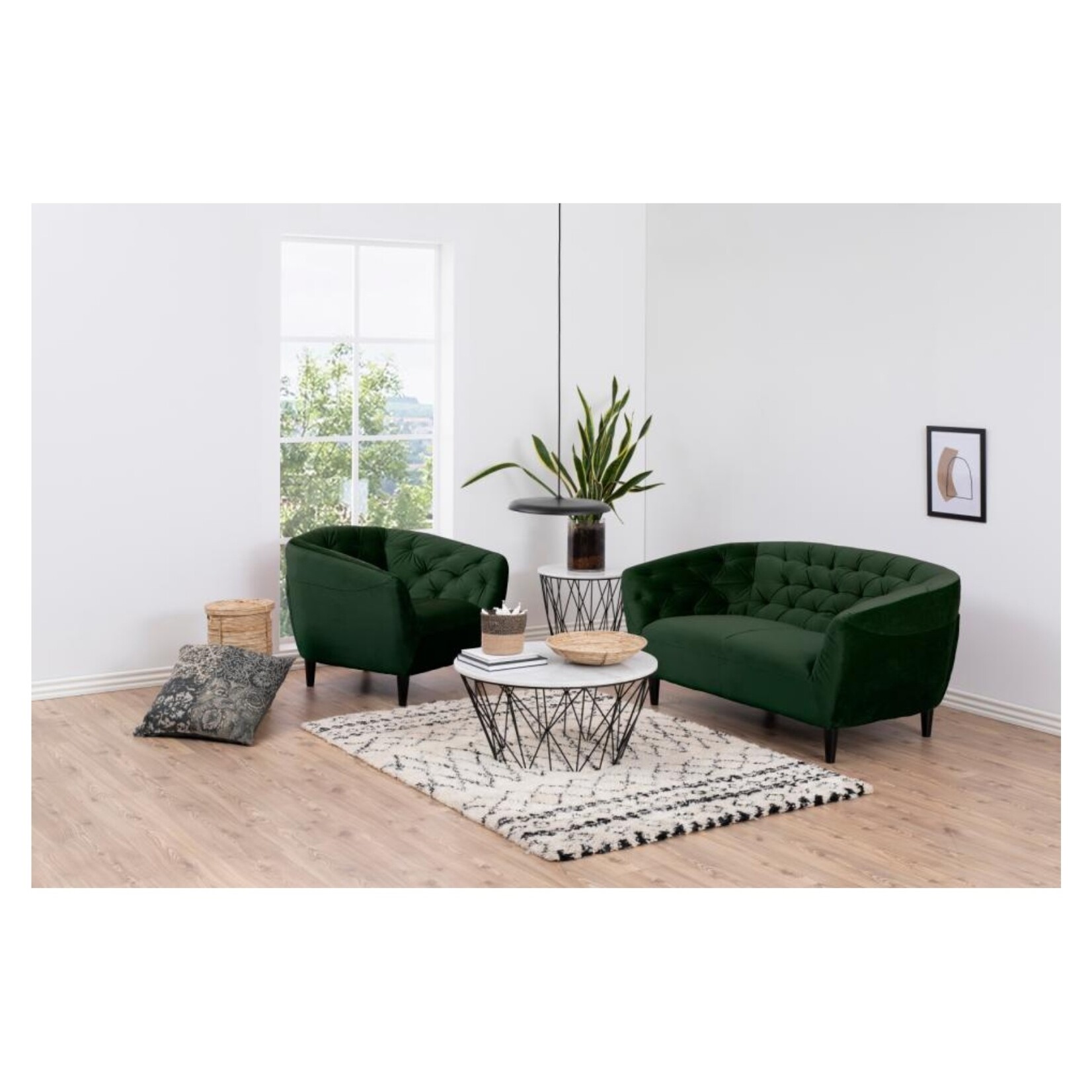 Ria Ria lounge stoel – fluwelen stof – Forest green