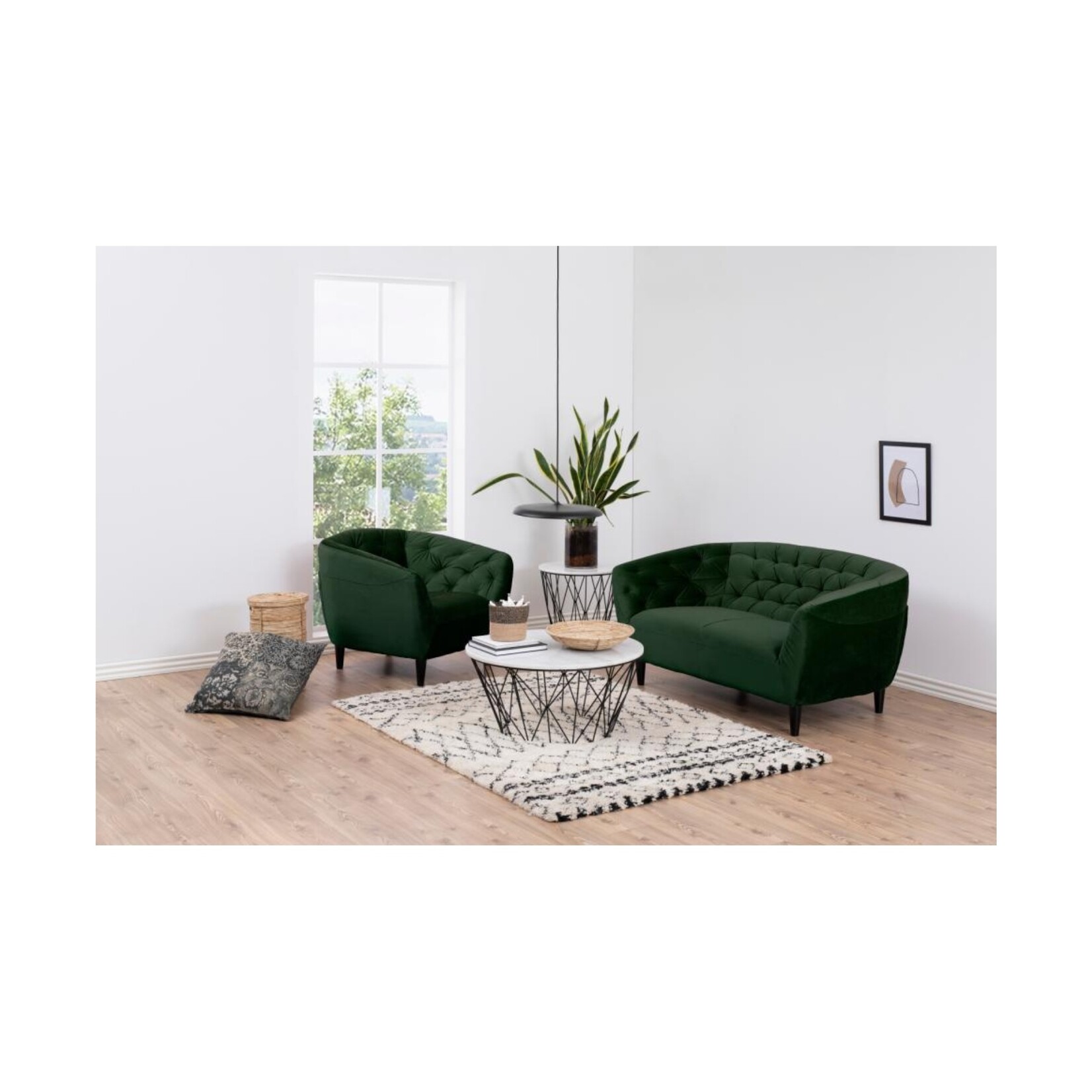 Ria Ria lounge stoel – fluwelen stof – Forest green