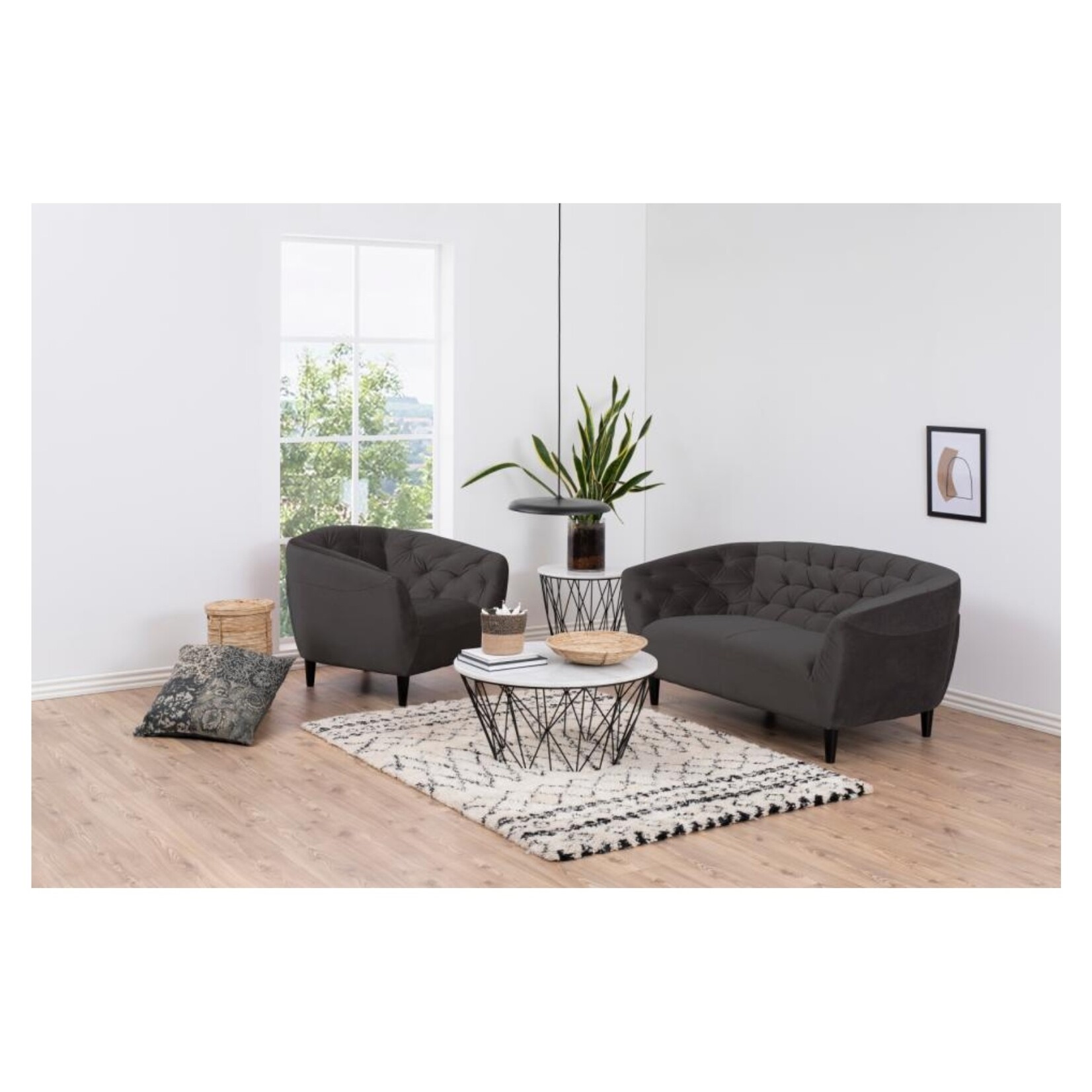 Ria Ria lounge stoel – fluwelen stof – Donkergrijs