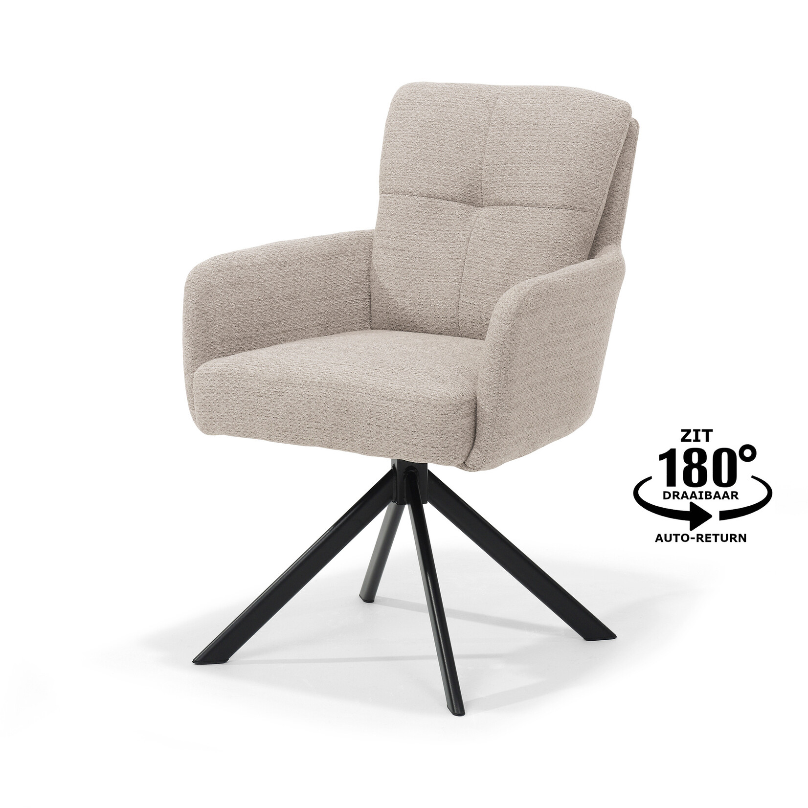 RV Design Fred armstoel - Stof Retro Bliss #03-Naturel - draaivoet 180 zwart