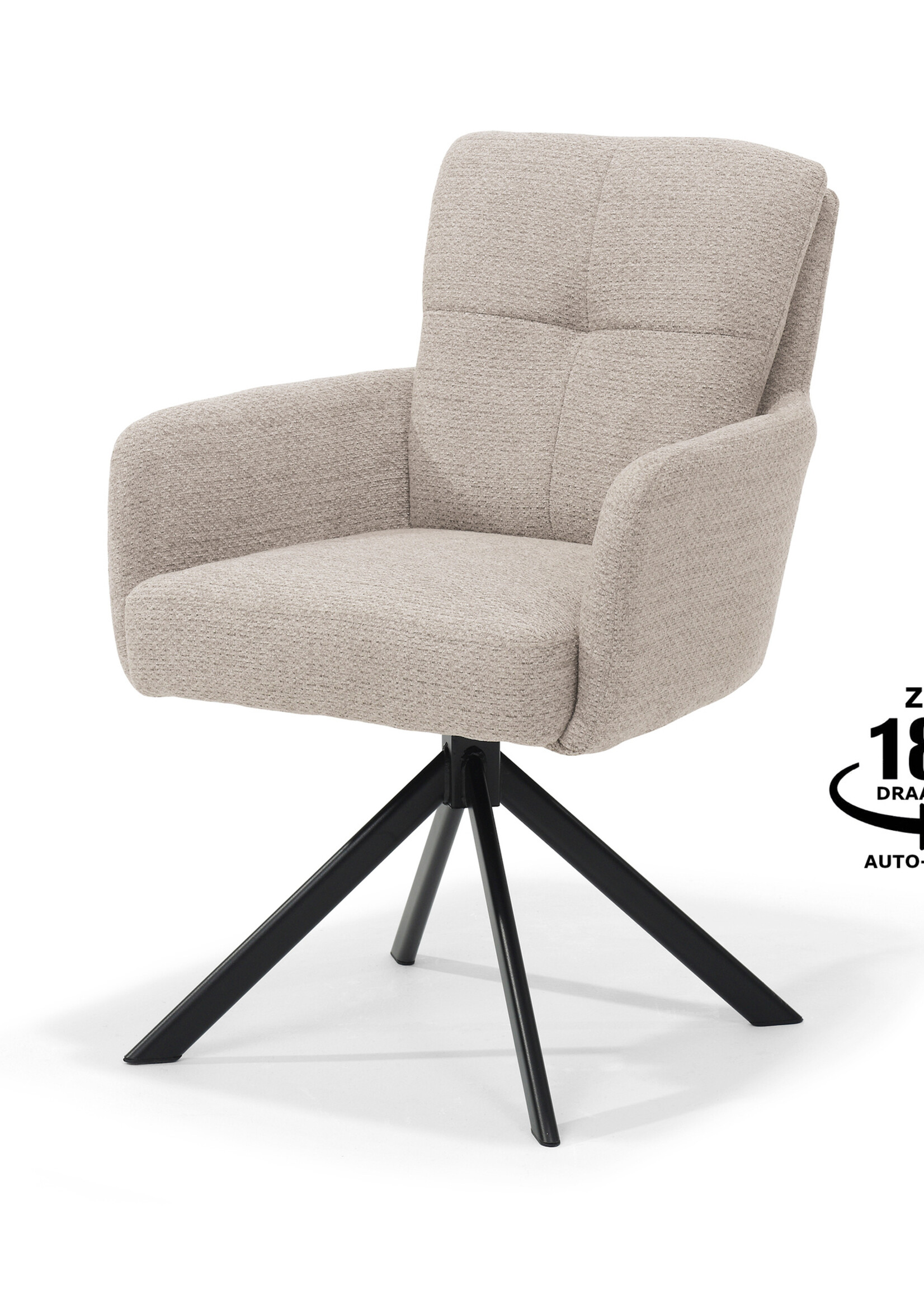 RV Design Fred armstoel - Stof Retro Bliss #03-Naturel - draaivoet 180 zwart