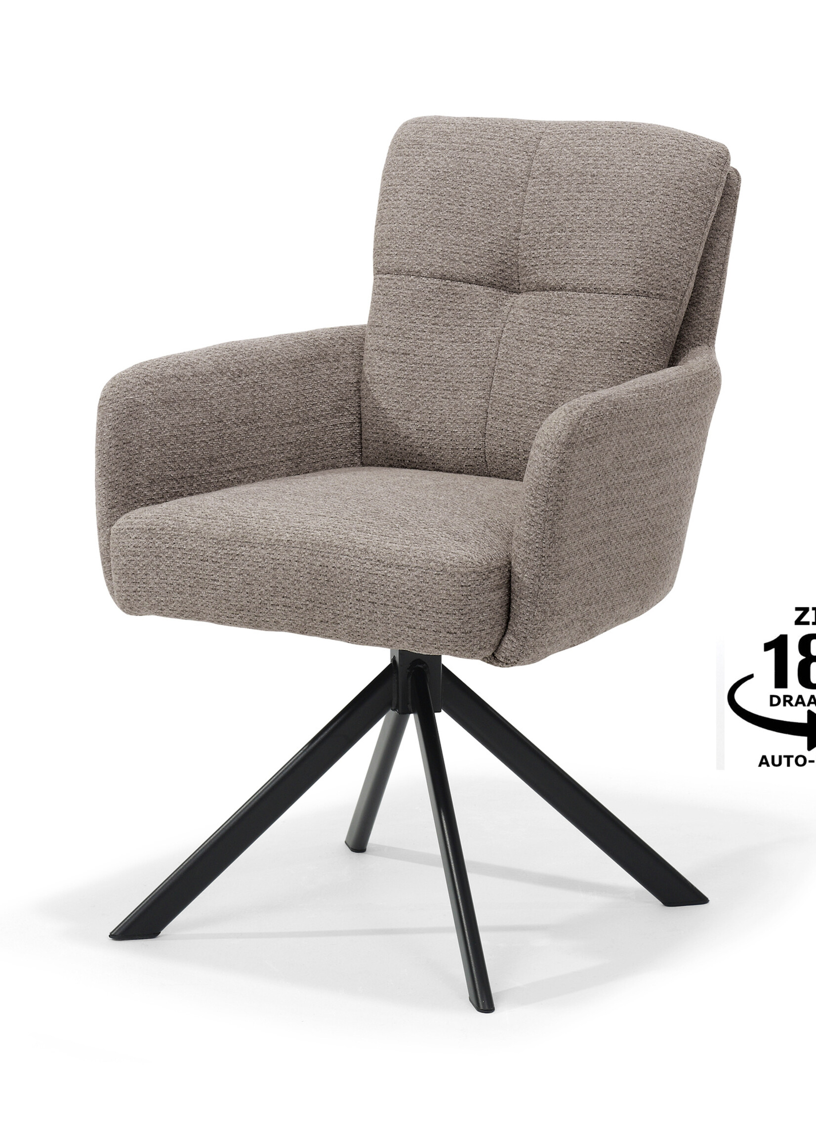 RV Design Fred armstoel - Stof Retro Bliss #18-Taupe - draaivoet 180 zwart