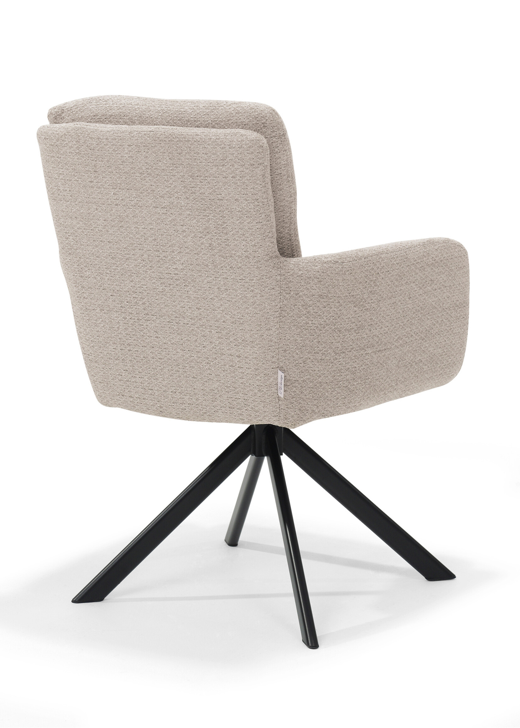 RV Design Fred armstoel - Stof Retro Bliss #03-Naturel - draaivoet 180 zwart