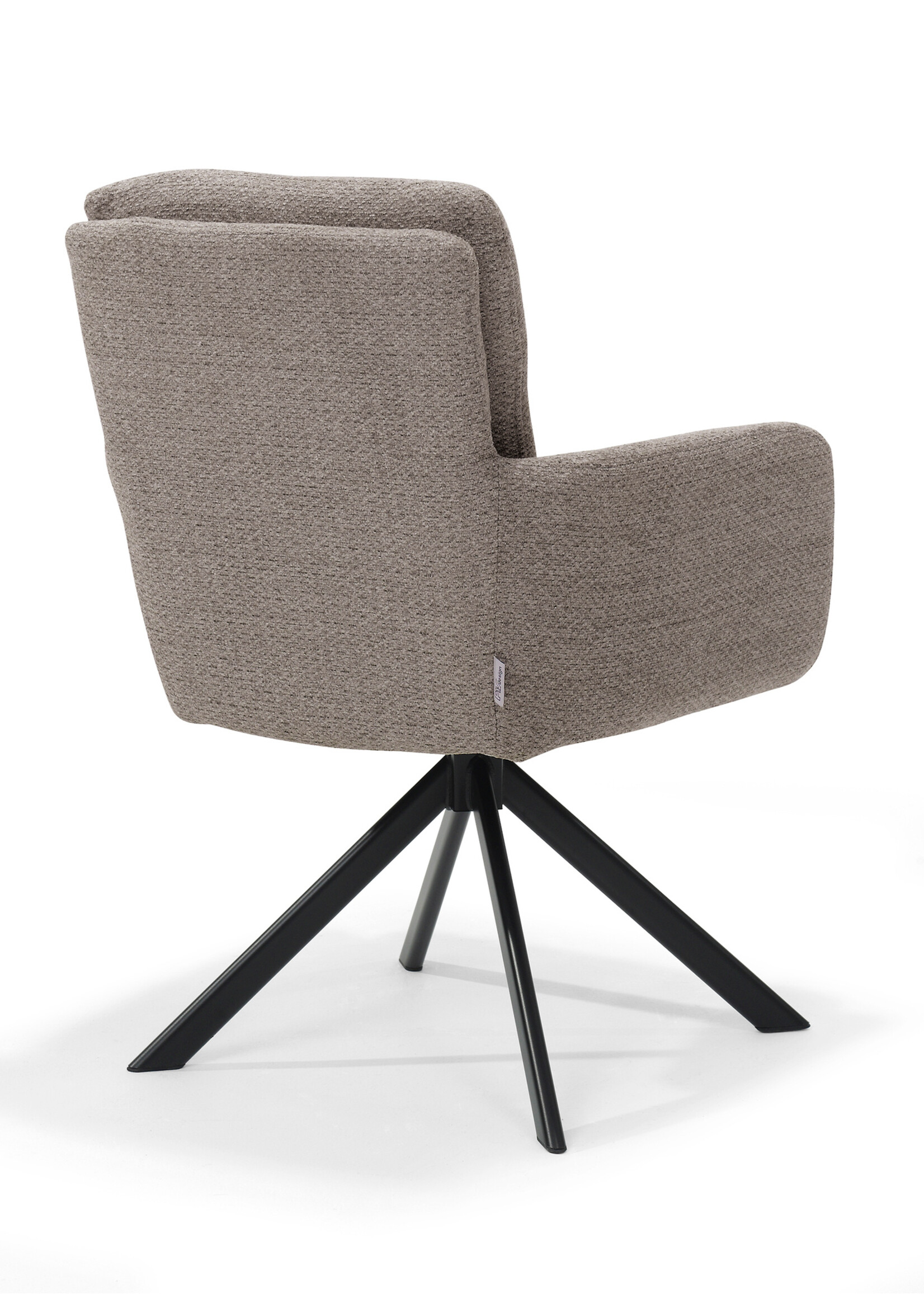 RV Design Fred armstoel - Stof Retro Bliss #18-Taupe - draaivoet 180 zwart