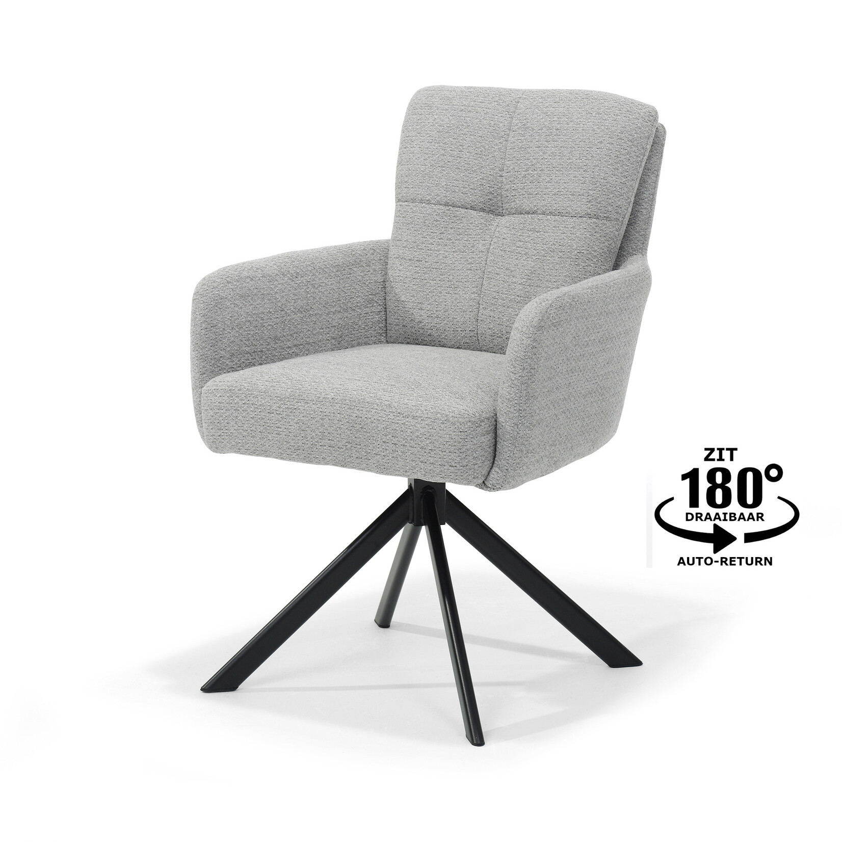 RV Design Fred armstoel - Stof Retro Bliss #83-Grijs - draaivoet 180 zwart