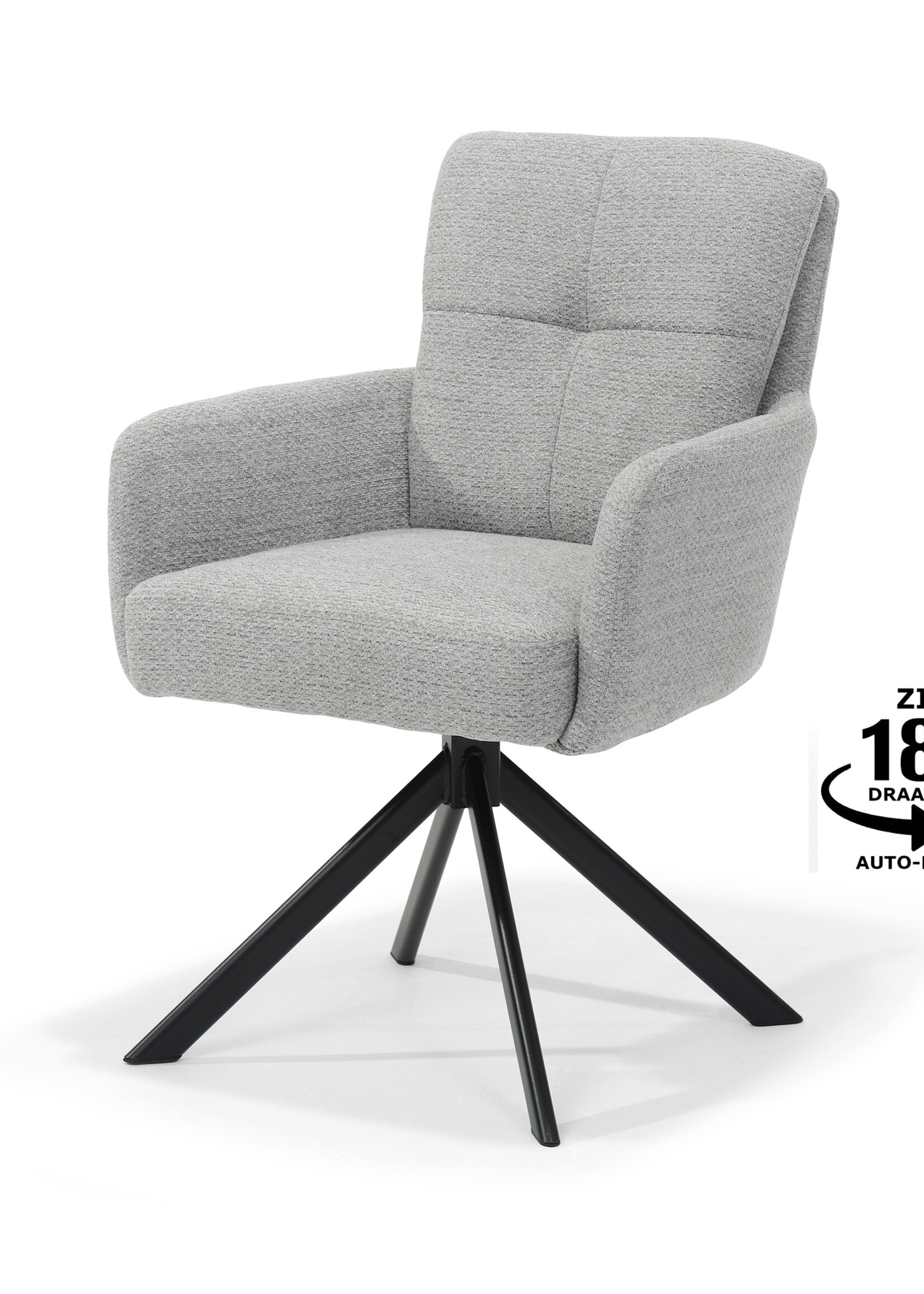 RV Design Fred armstoel - Stof Retro Bliss #83-Grijs - draaivoet 180 zwart