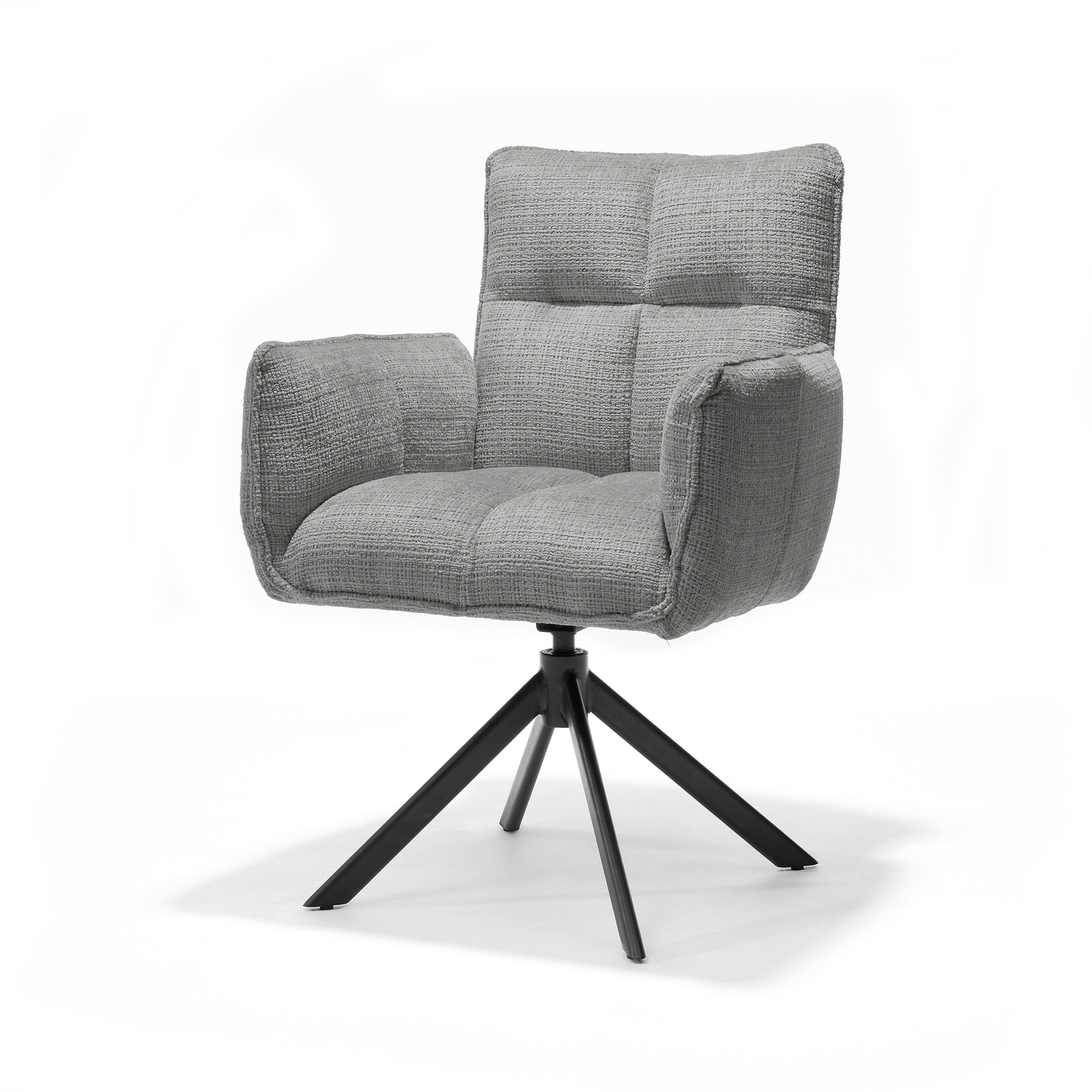 RV Design Nova armstoel Stof Cremona #85 Licht Grijs - 360 Draaibaar frame zwart A360