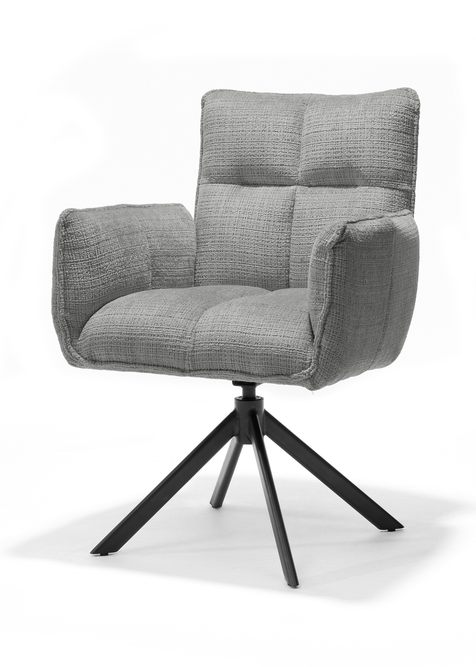 RV Design Nova armstoel Stof Cremona #85 Licht Grijs - 360 Draaibaar frame zwart A360