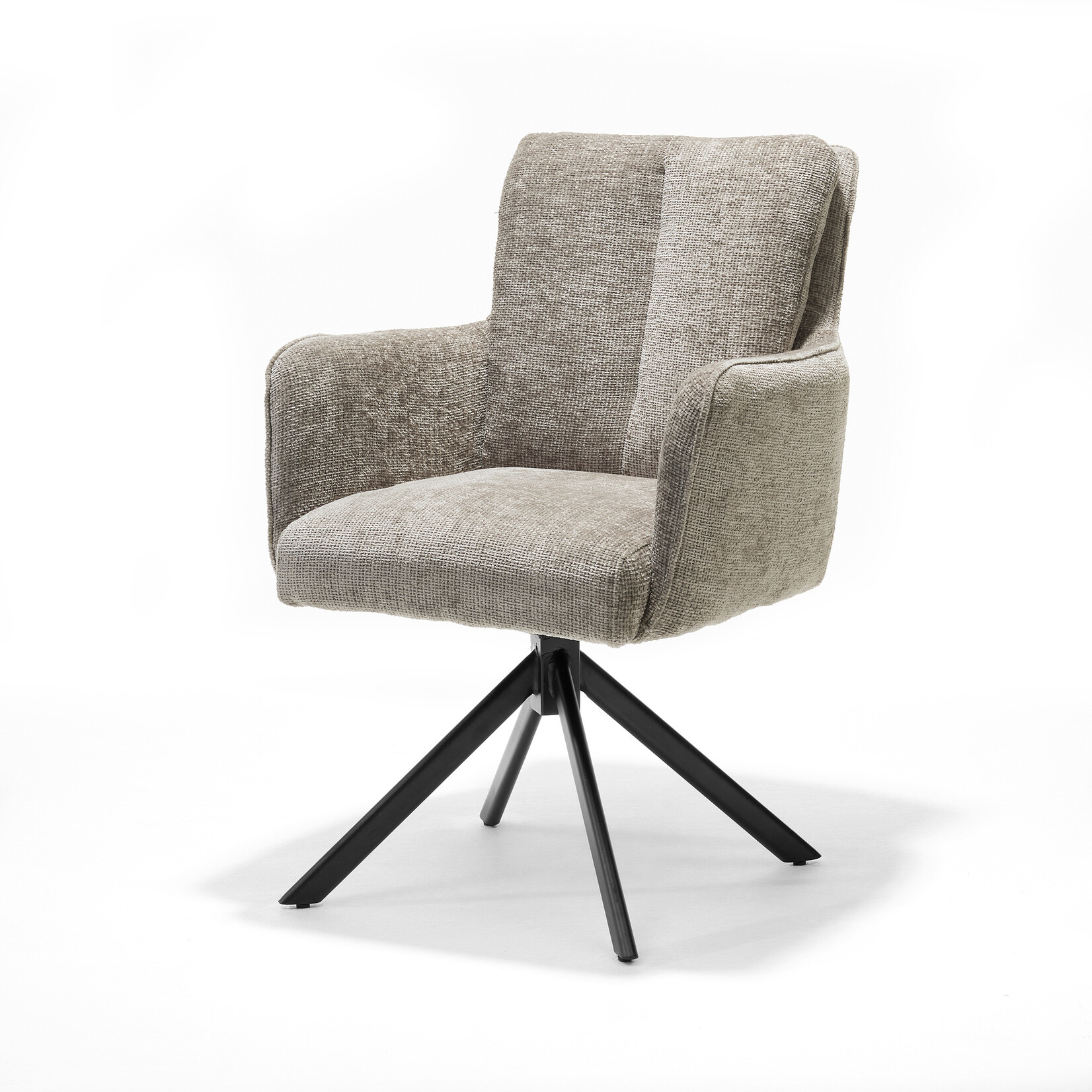 RV Design Alex armstoel Stof Cremona #02 Ecru - 360 Draaibaar frame zwart A360