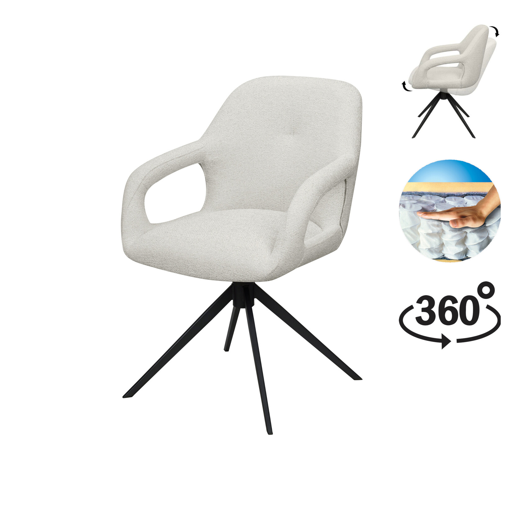 RV Design Move armstoel Stof Sahara Mushroom - Relax functie - frame zwart