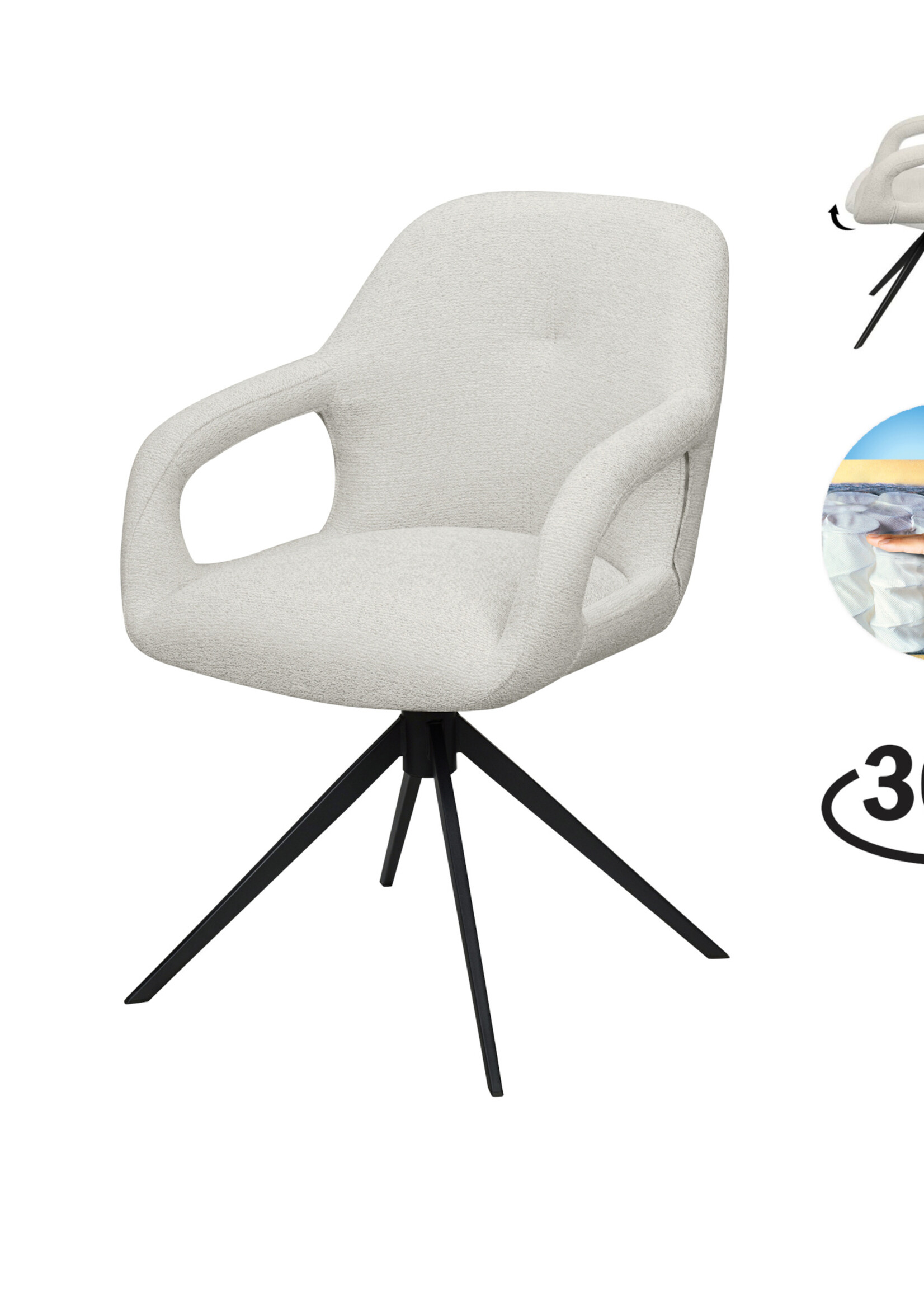 RV Design Move armstoel Stof Sahara Mushroom - Relax functie - frame zwart