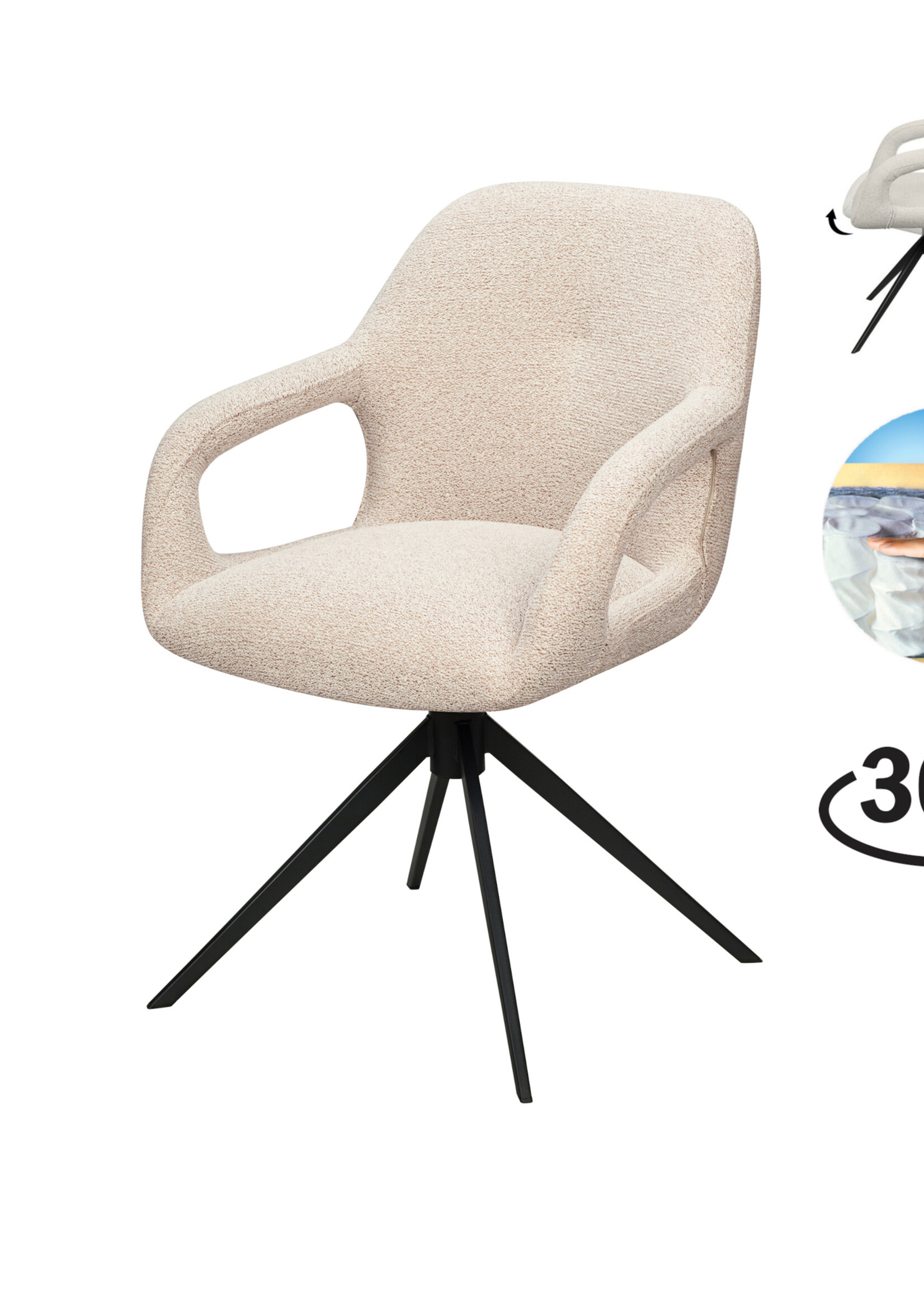 RV Design Move armstoel Stof Sahara Linen - Relax functie - frame zwart