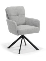 RV Design Fred armstoel - Stof Retro Bliss #83-Grijs - draaivoet 180 zwart