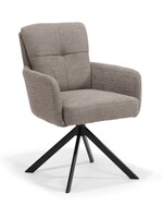 RV Design Fred armstoel - Stof Retro Bliss #18-Taupe - draaivoet 180 zwart