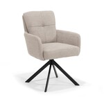 RV Design Fred armstoel - Stof Retro Bliss #03-Naturel - draaivoet 180 zwart