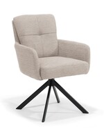 RV Design Fred armstoel - Stof Retro Bliss #03-Naturel - draaivoet 180 zwart