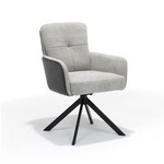 RV Design Fred armstoel - Stof Ecru+Cowboy 104 - draaivoet 180 zwart