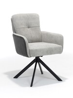 RV Design Fred armstoel - Stof Ecru+Cowboy 104 - draaivoet 180 zwart