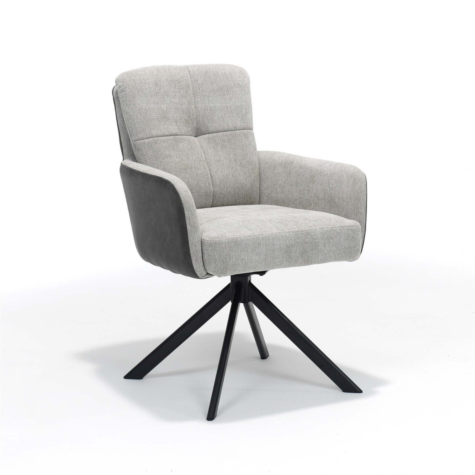 RV Design Fred armstoel - Stof Ecru+Cowboy 104 - draaivoet 180 zwart