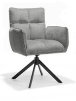 RV Design Nova armstoel Stof Cremona #85 Licht Grijs - 360 Draaibaar frame zwart A360