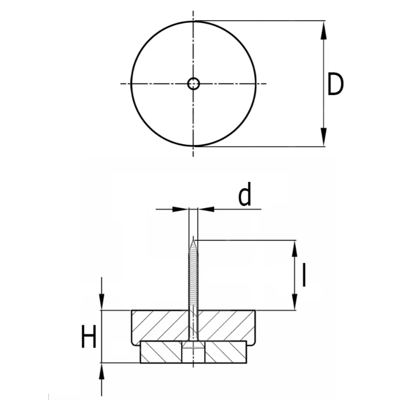 DMW Glijnagel Bruin 20mm met schroef+vilt   4 stuks