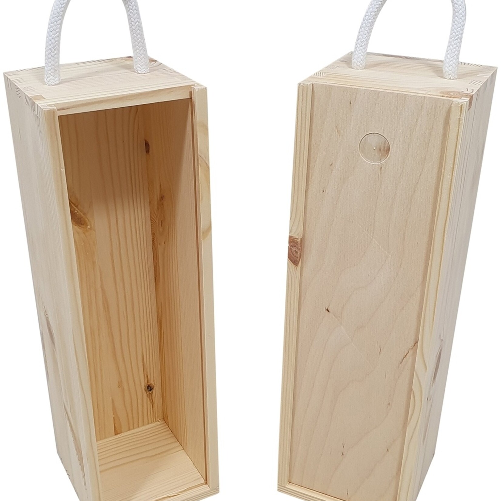 DMW Wijnkist 1 Fles Grenen met schuifdeksel