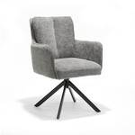 RV Design Alex armstoel Stof Cremona #85 Licht Grijs - 360 Draaibaar frame zwart A360