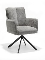 RV Design Alex armstoel Stof Cremona #85 Licht Grijs - 360 Draaibaar frame zwart A360