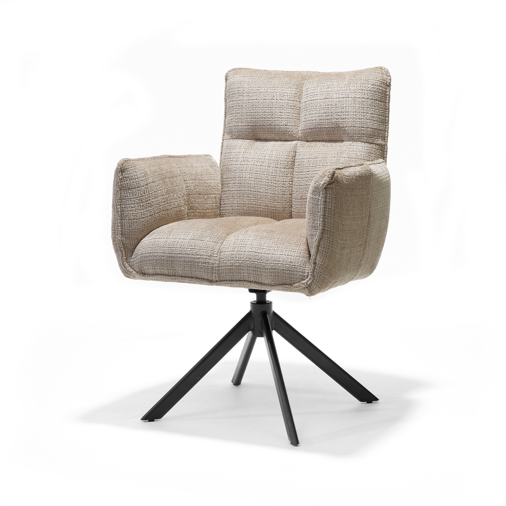 RV Design Nova armstoel Stof Cremona #14 Beige - 360 Draaibaar frame zwart A360