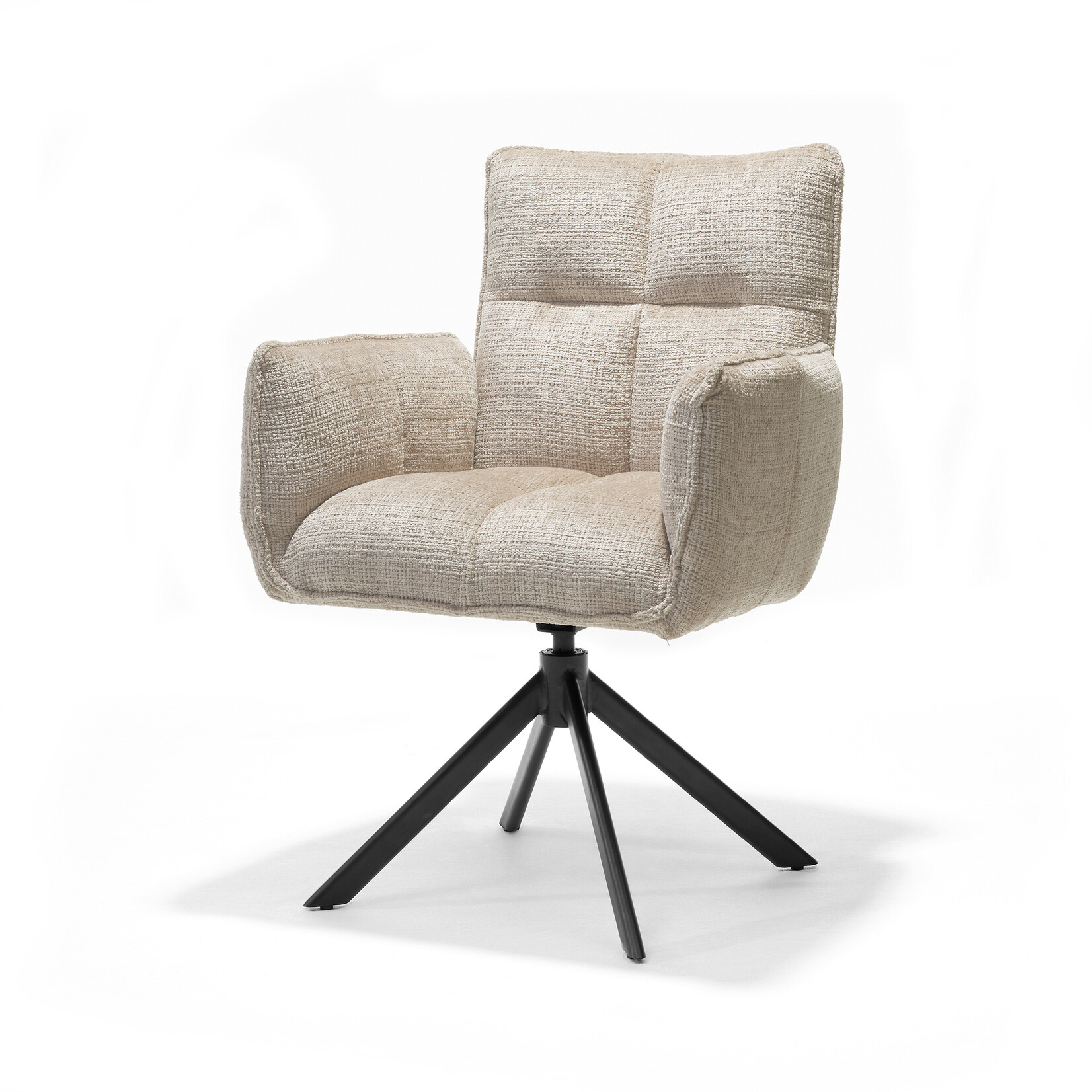 RV Design Nova armstoel Stof Cremona #02 Ecru - 360 Draaibaar frame zwart A360