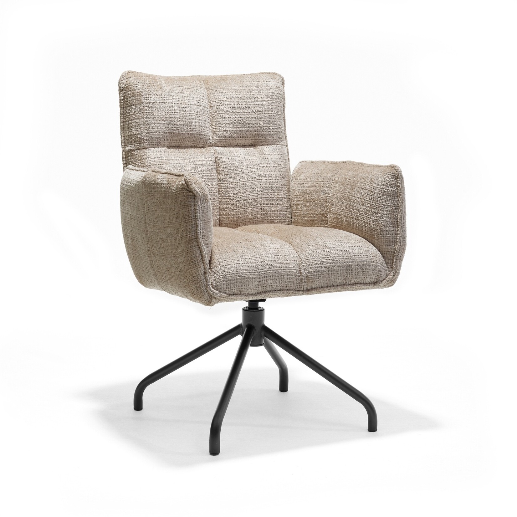 RV Design Nova armstoel Stof Cremona #14 Beige - 360 Draaibaar frame zwart P14