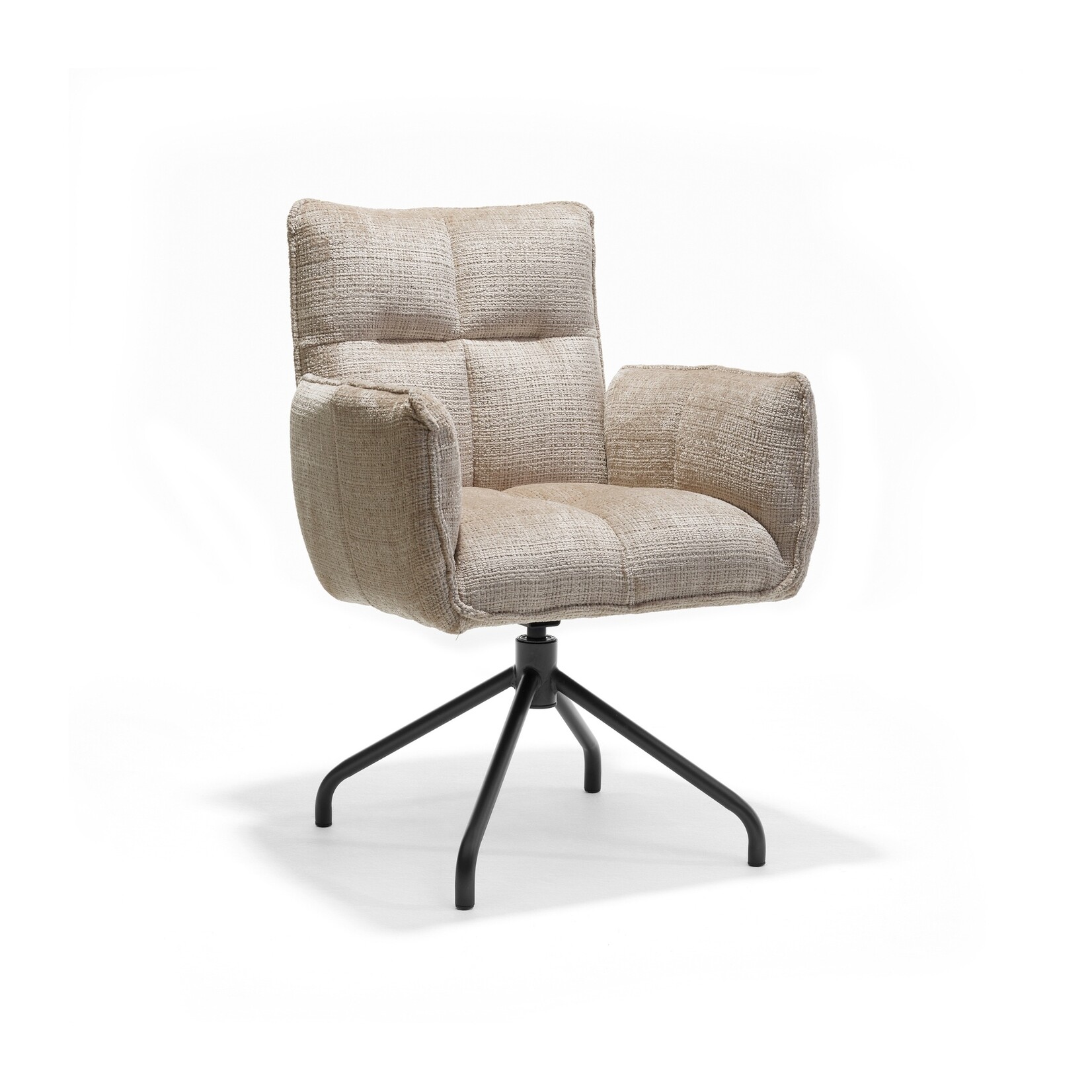 RV Design Nova armstoel Stof Cremona #14 Beige - 360 Draaibaar frame zwart P14