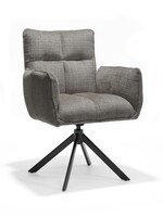 RV Design Nova armstoel Stof Cremona #93 Donker Grijs - 360 Draaibaar frame zwart A360
