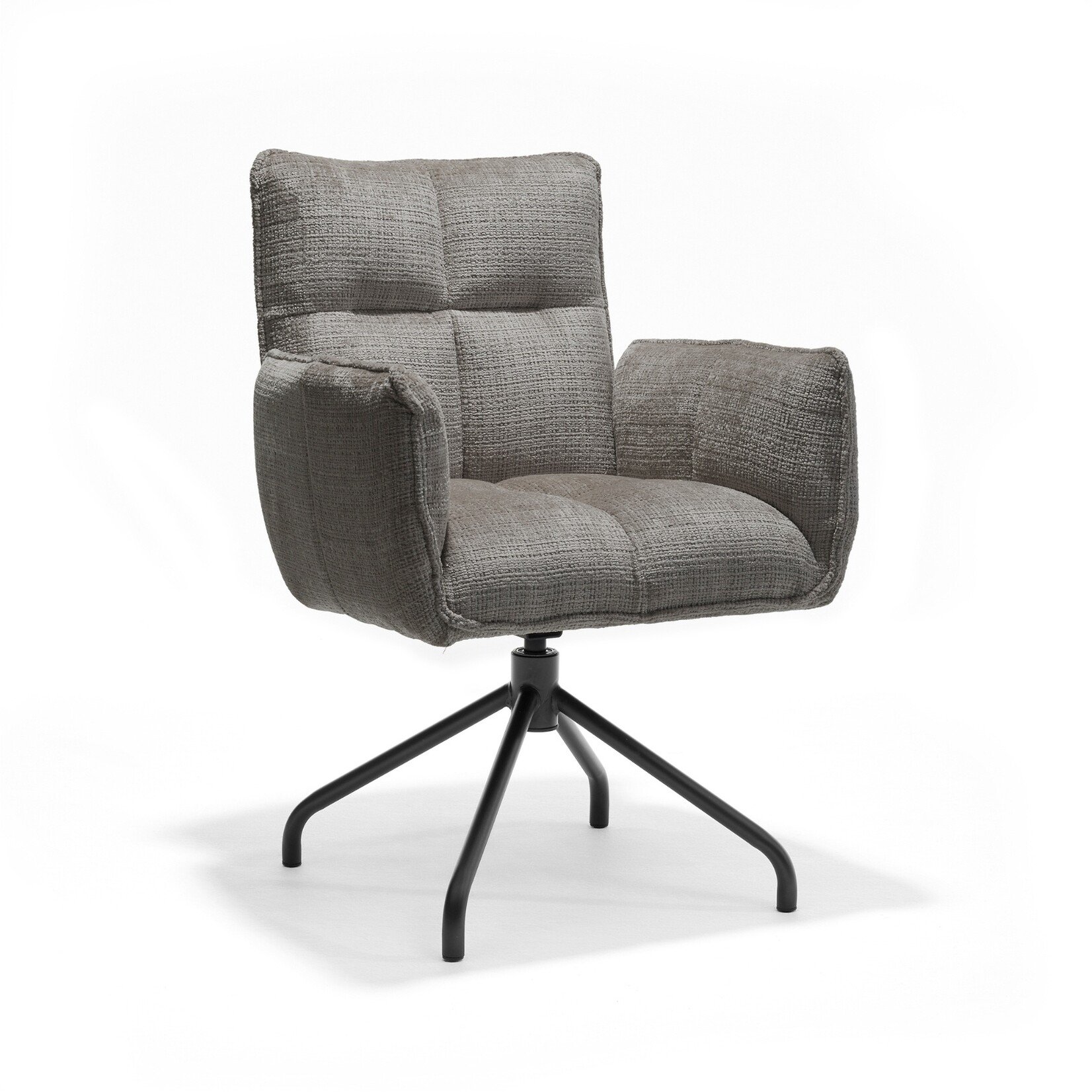 RV Design Nova armstoel Stof Cremona #93 Donker Grijs - 360 Draaibaar frame zwart P14