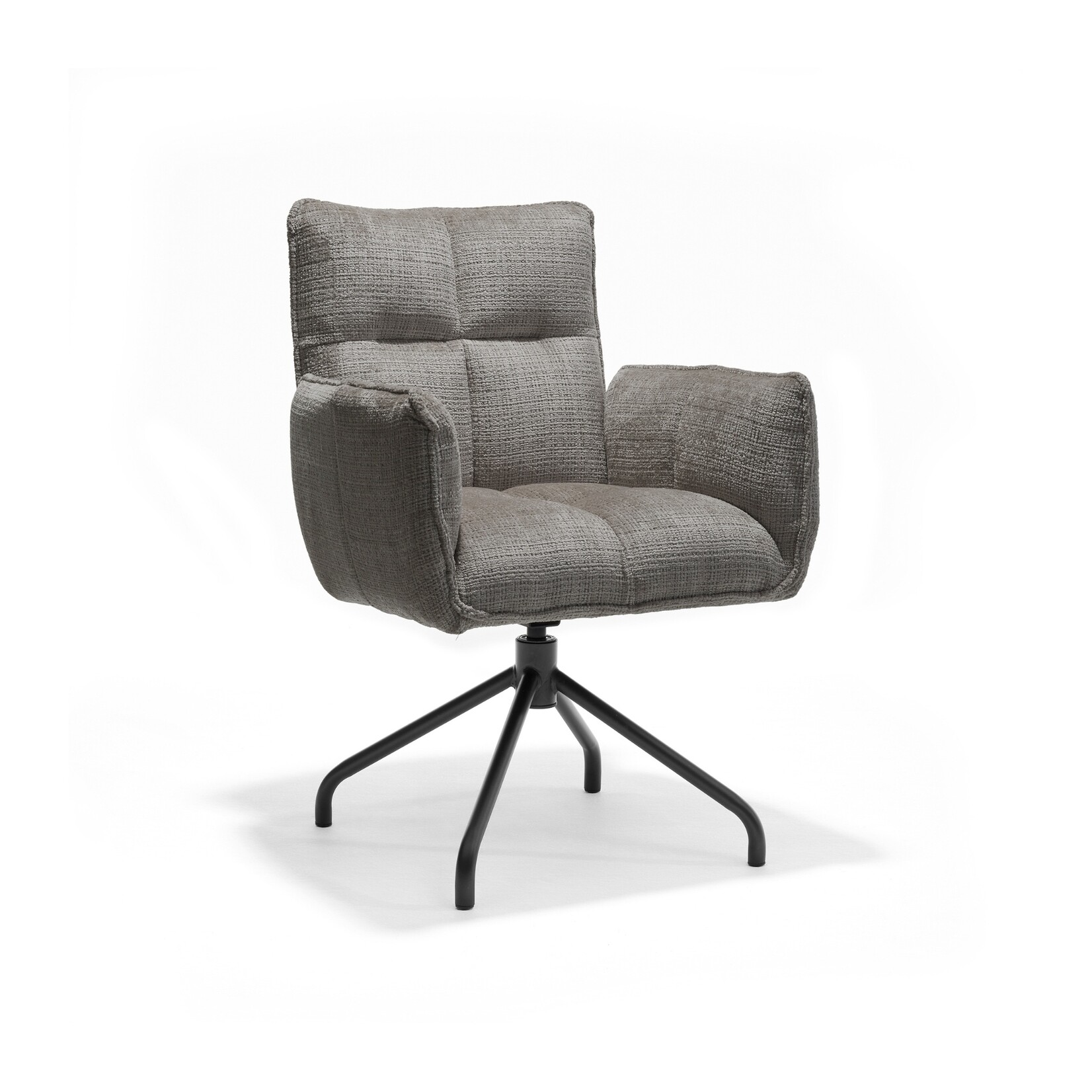 RV Design Nova armstoel Stof Cremona #93 Donker Grijs - 360 Draaibaar frame zwart P14