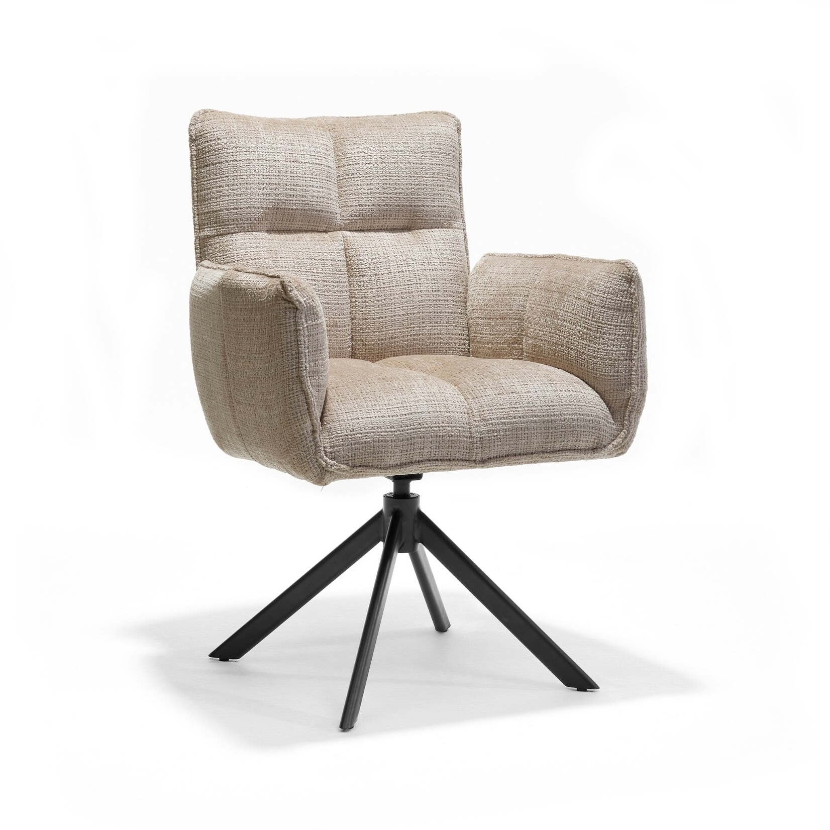 RV Design Nova armstoel Stof Cremona #14 Beige - 360 Draaibaar frame zwart A360